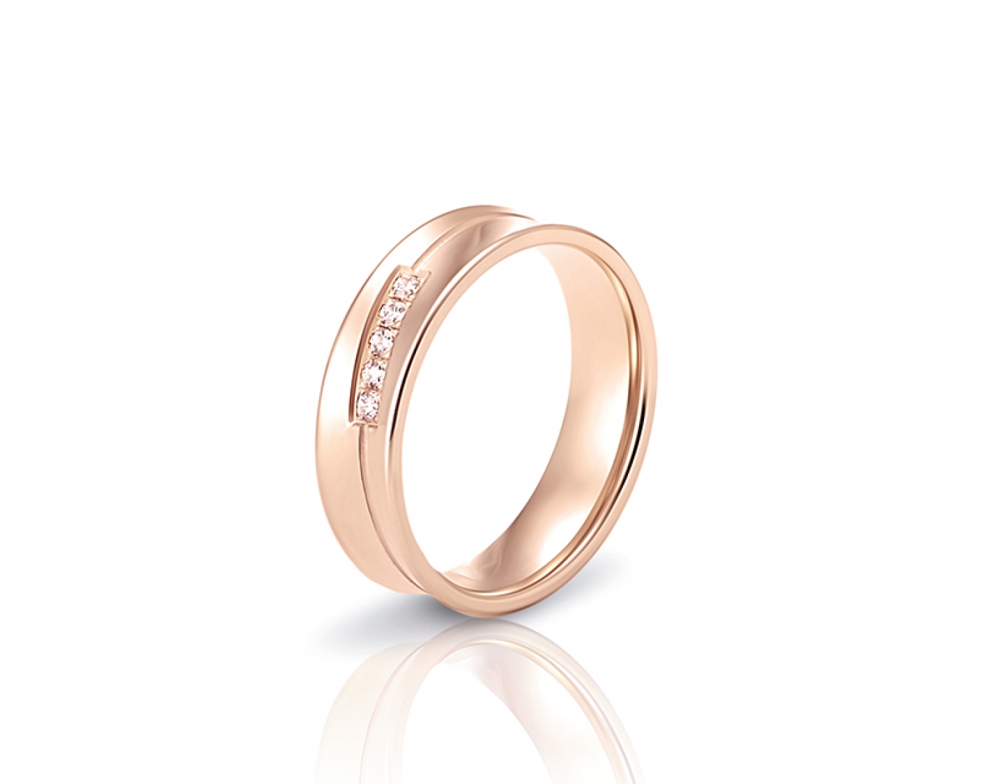 18k rose gold 5,5mm wedding band with diamonds Photos & images