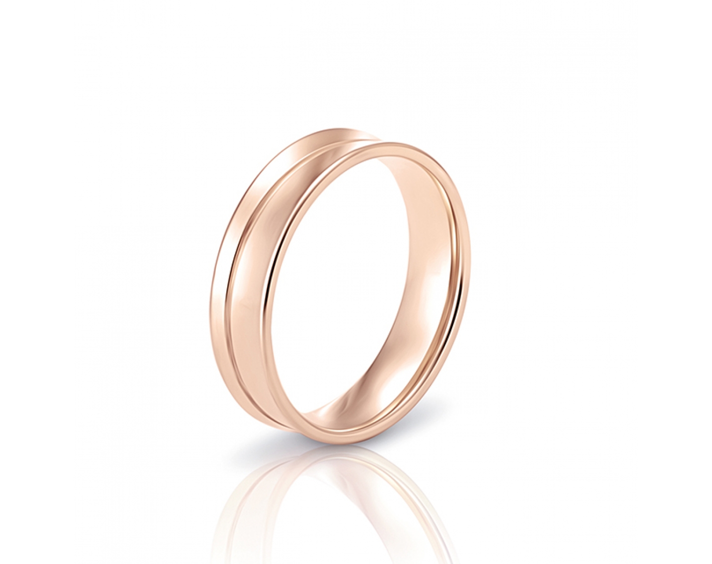 18k rose gold 5,5mm wedding band with an inlay Photos & images