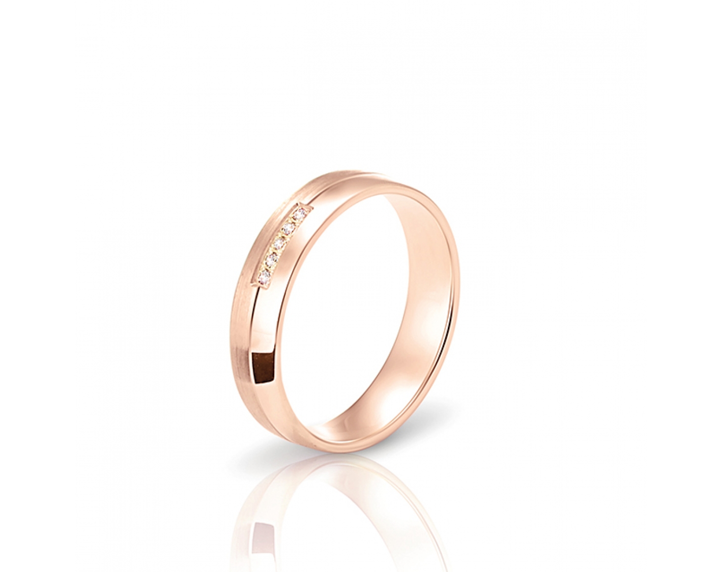 18k rose gold 4,5mm wedding band with diamonds Photos & images