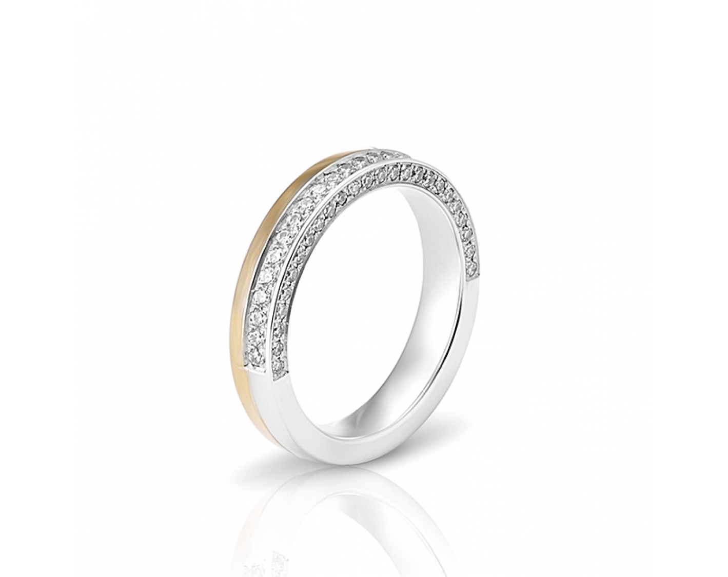 dual-tone 4mm two-toned* half eternity wedding band Photos & images