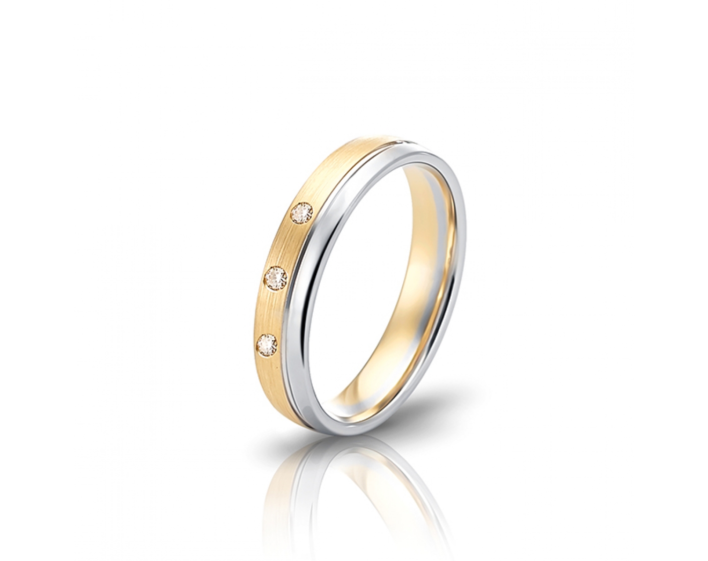 dual-tone 4mm two-toned* wedding band with diamonds Photos & images
