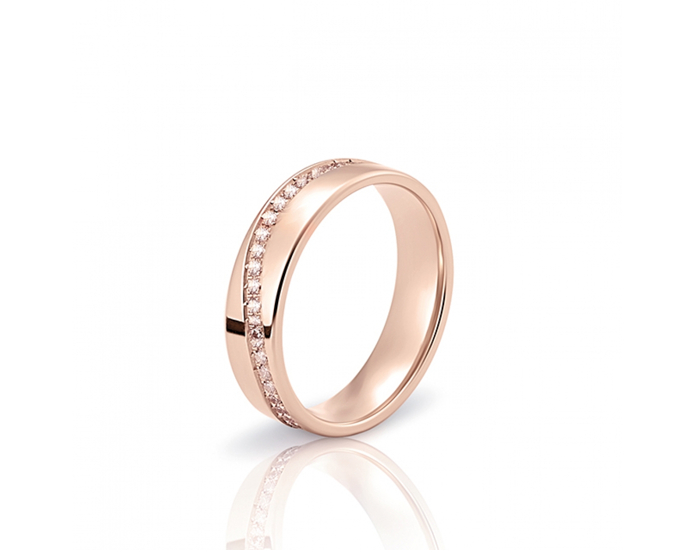 18k rose gold 5mm wedding band full setted with diamonds