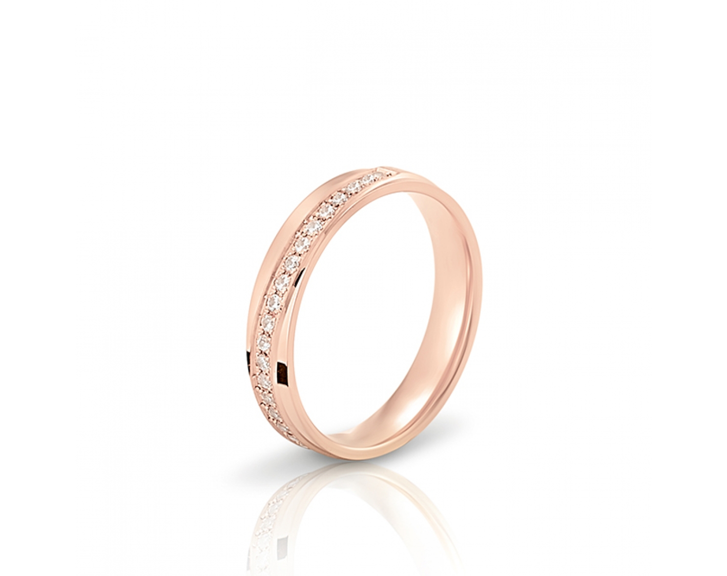 18k rose gold 4mm wedding band half setted with diamonds Photos & images