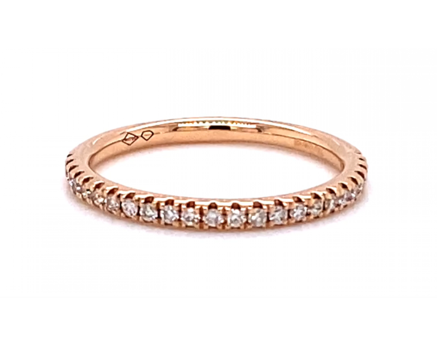 18k yellow gold diamond half eternity ring in pave set 0,15tcw* Photos & images