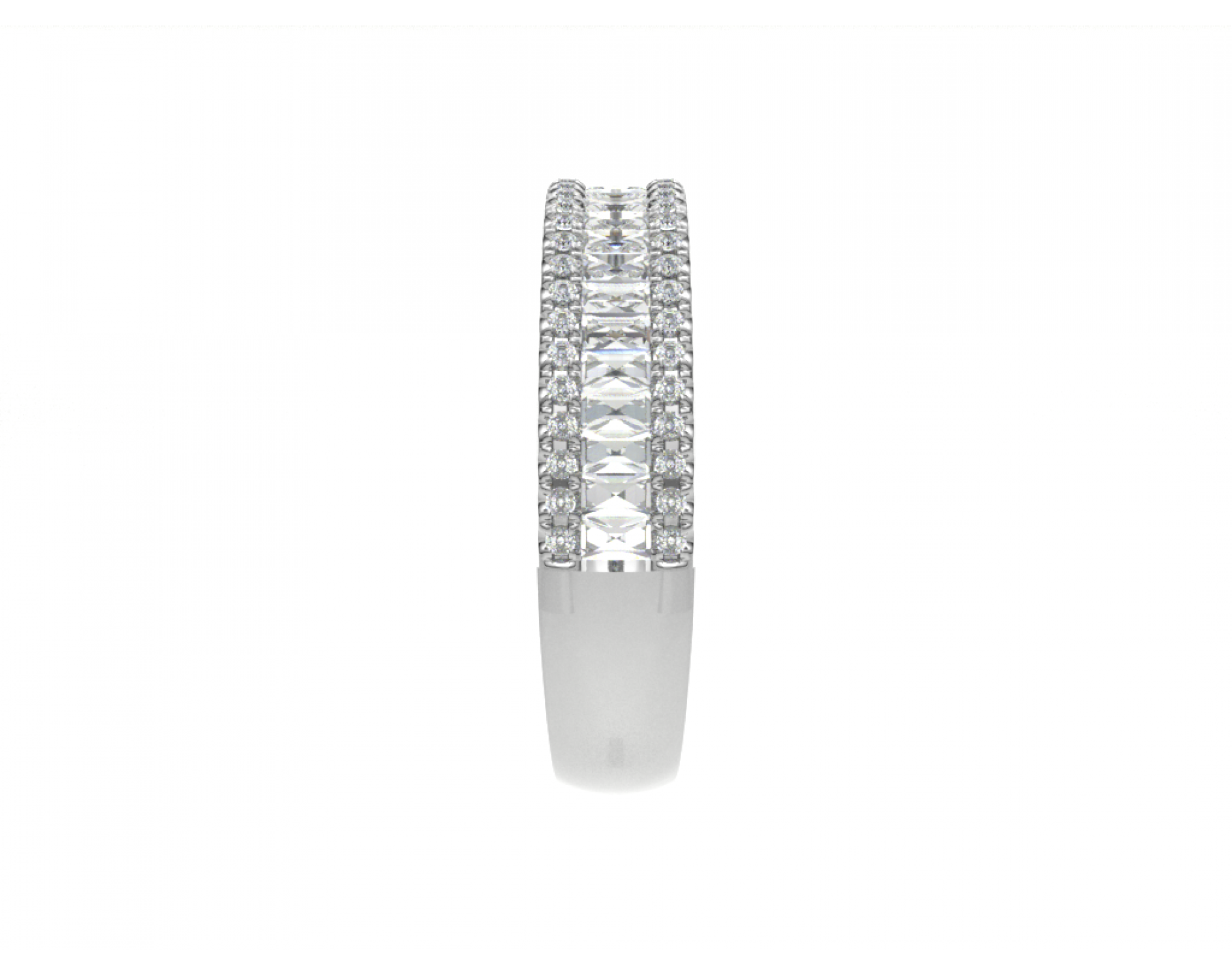 18k white gold multirow round & baguette diamond ring Photos & images