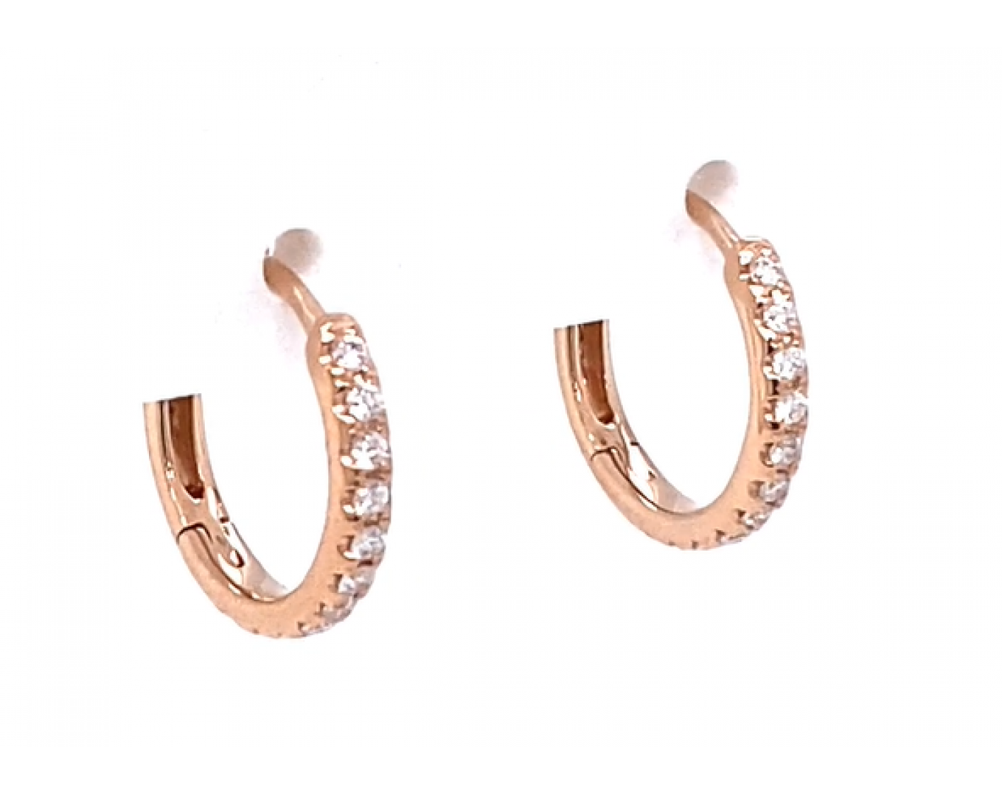 18k yellow gold diamond earring hoops in pave set 0,19tcw Photos & images