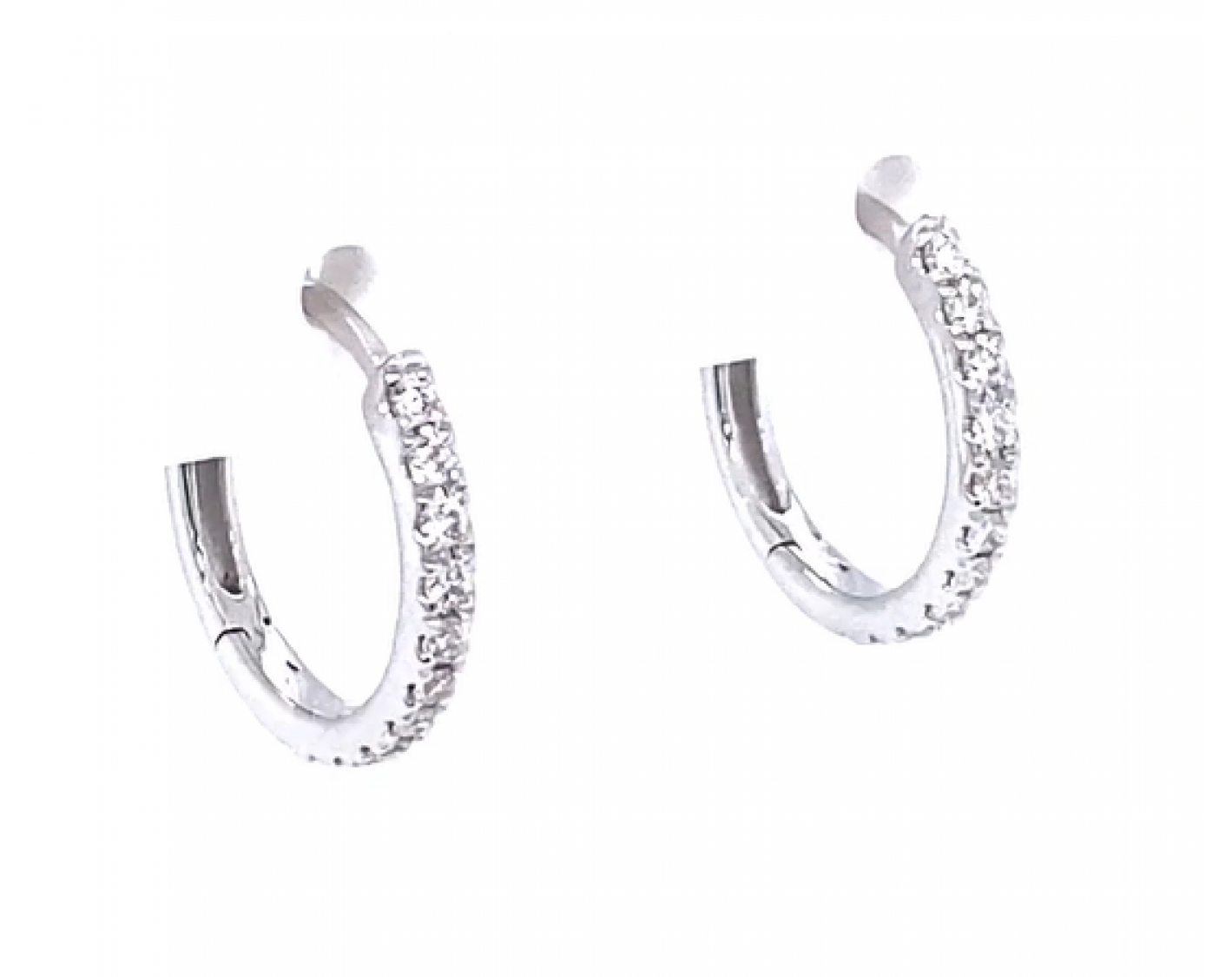 18k yellow gold diamond earring hoops in pave set 0,19tcw Photos & images