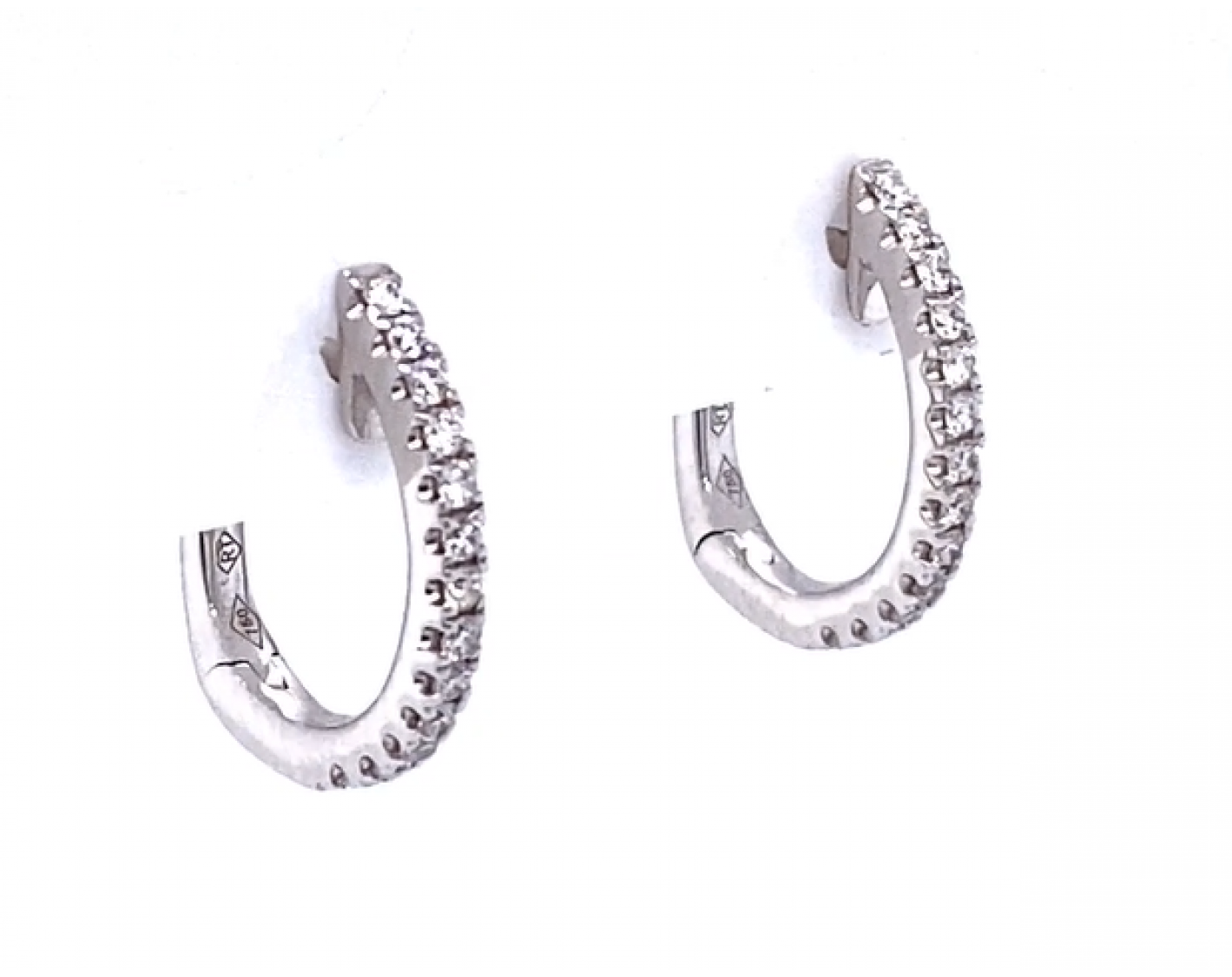 18k white gold earring hoops in pave set 0,25tcw Photos & images