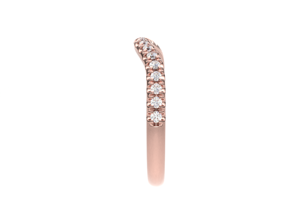 18k rose gold v-shaped diamond half eternity ring