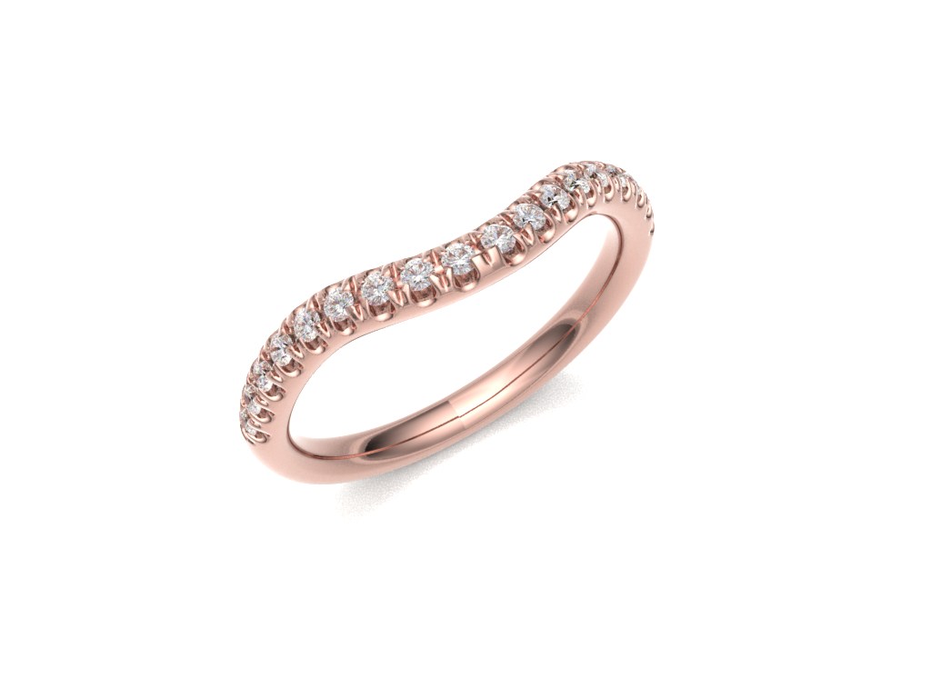 18k rose gold v-shaped diamond half eternity ring
