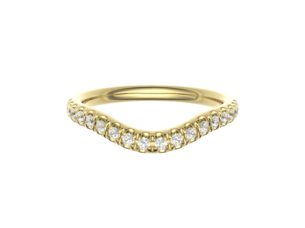18k yellow gold v-shaped diamond half eternity ring