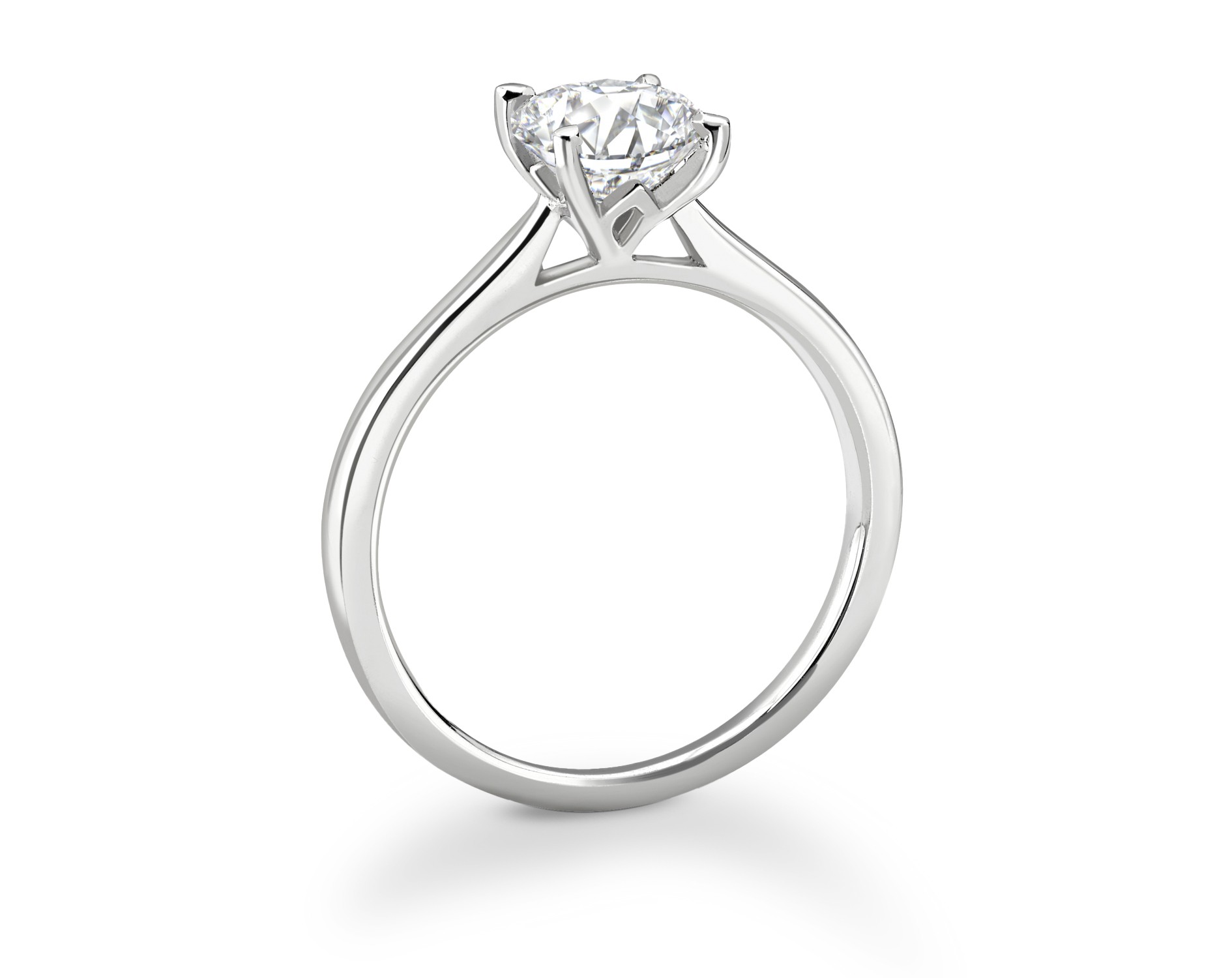 18K WHITE GOLD ROUND CUT 4 PRONGS SOLITAIRE DIAMOND ENGAGEMENT RING