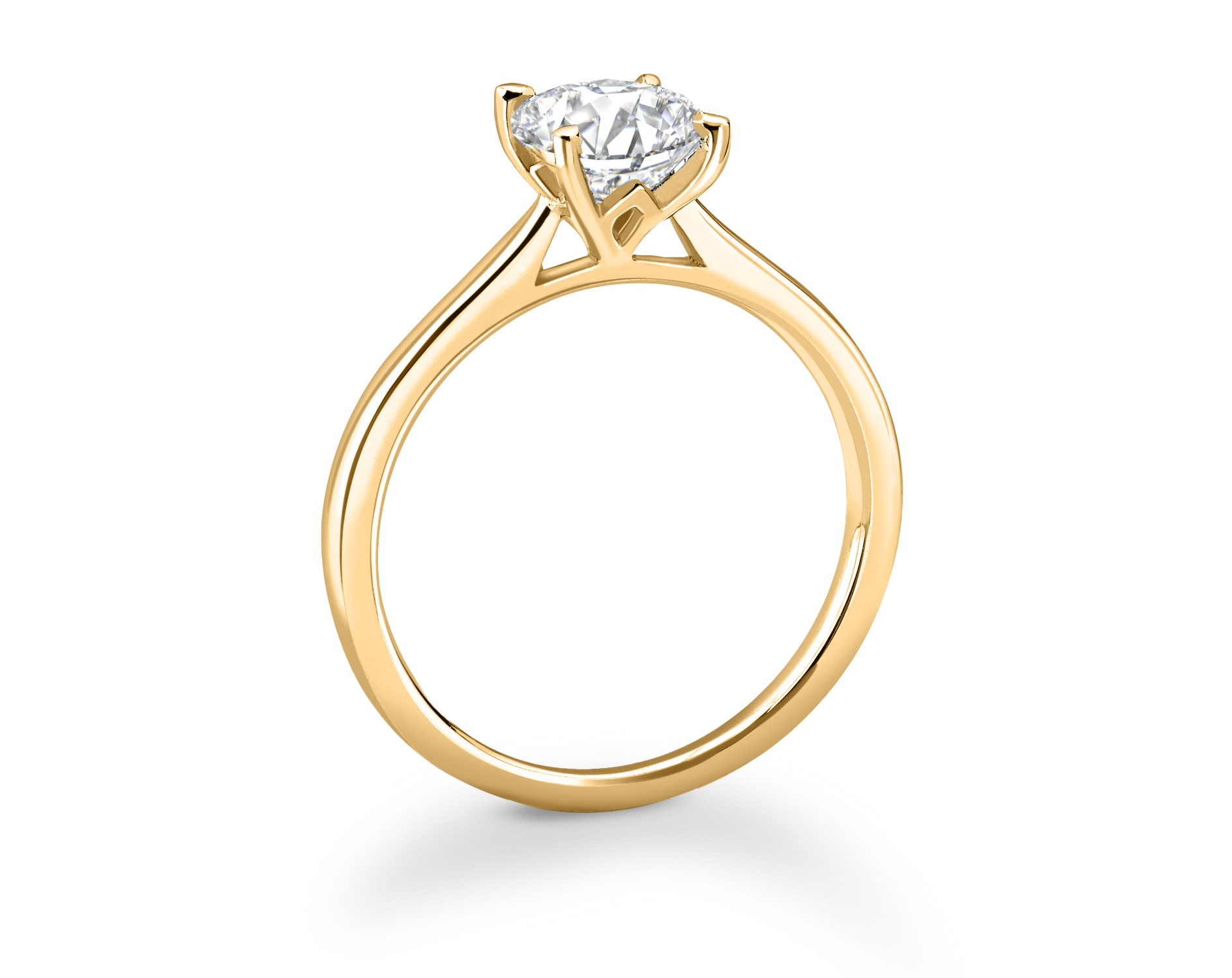 18K YELLOW GOLD ROUND CUT 4 PRONGS SOLITAIRE DIAMOND ENGAGEMENT RING
