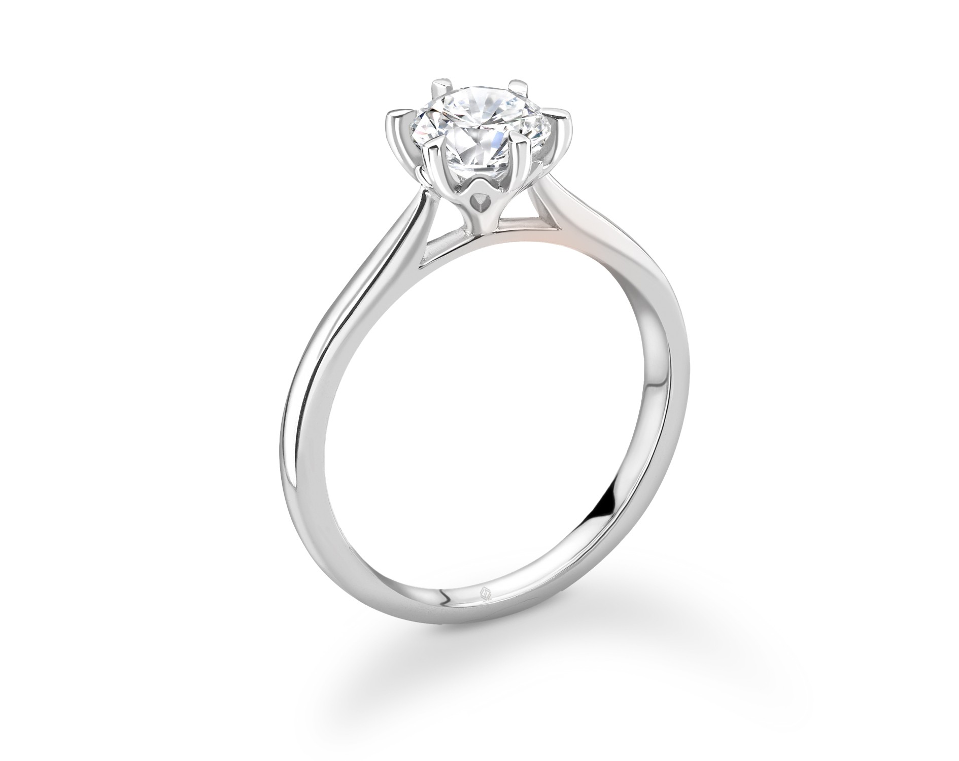 18K WHITE GOLD ROUND CUT 6 PRONGS SOLITAIRE DIAMOND ENGAGEMENT RING