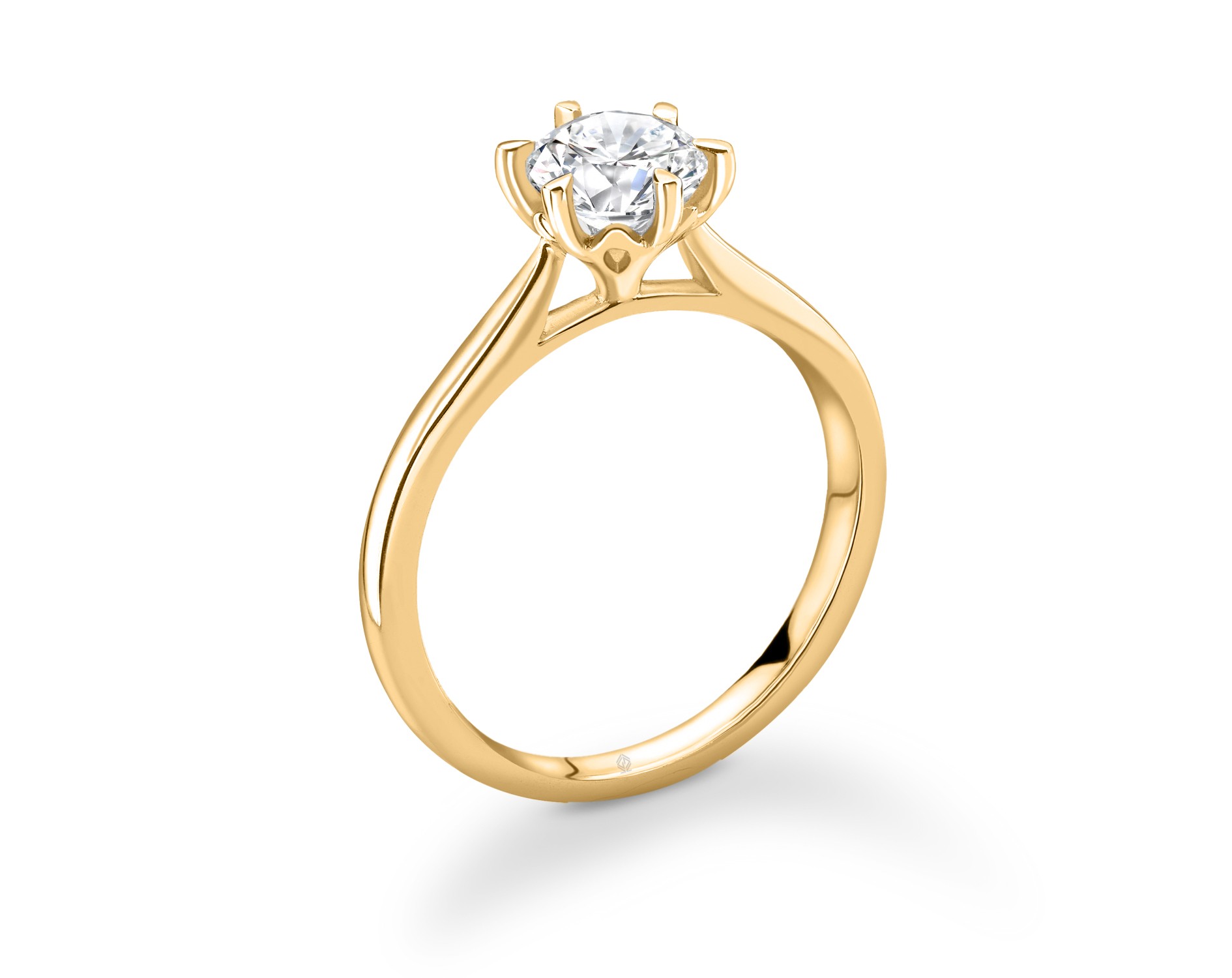 18K YELLOW GOLD ROUND CUT 6 PRONGS SOLITAIRE DIAMOND ENGAGEMENT RING