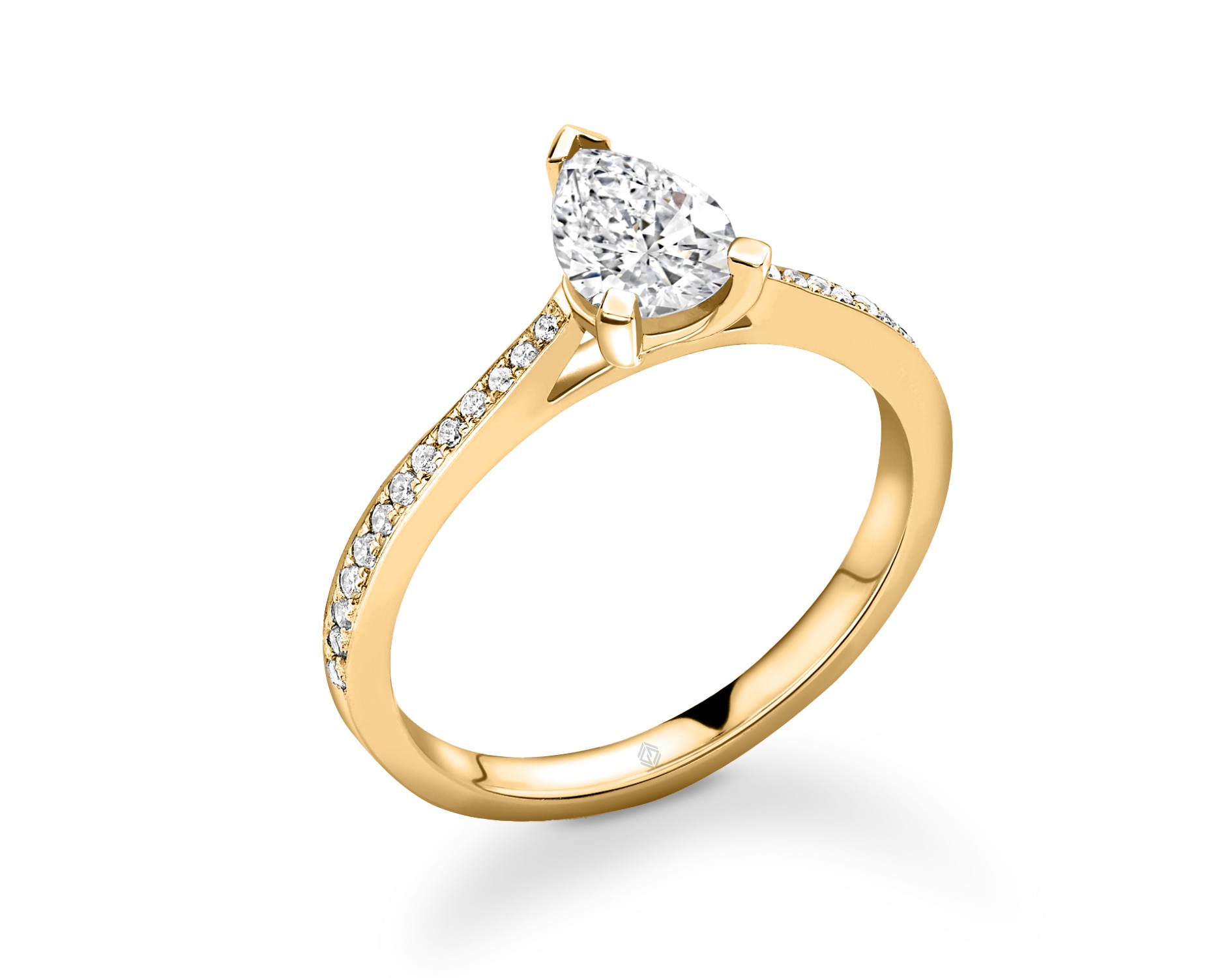 18K YELLOW GOLD 18K YELLOW GOLD PEAR CUT DIAMOND ENGAGEMENT RING WITH SIDE STONES CHANNEL SET