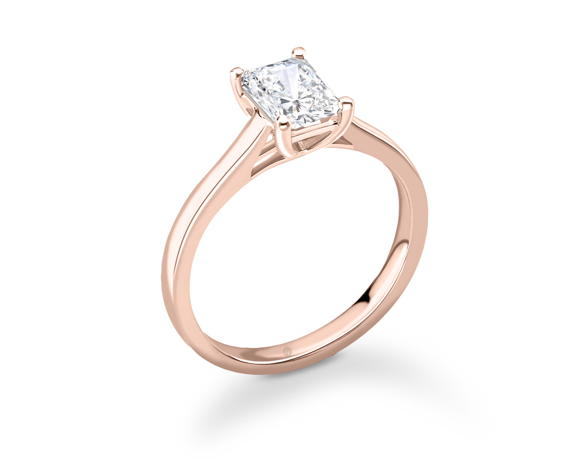 18K ROSE GOLD EMERALD CUT SOLITAIRE DIAMOND ENGAGEMENT RING