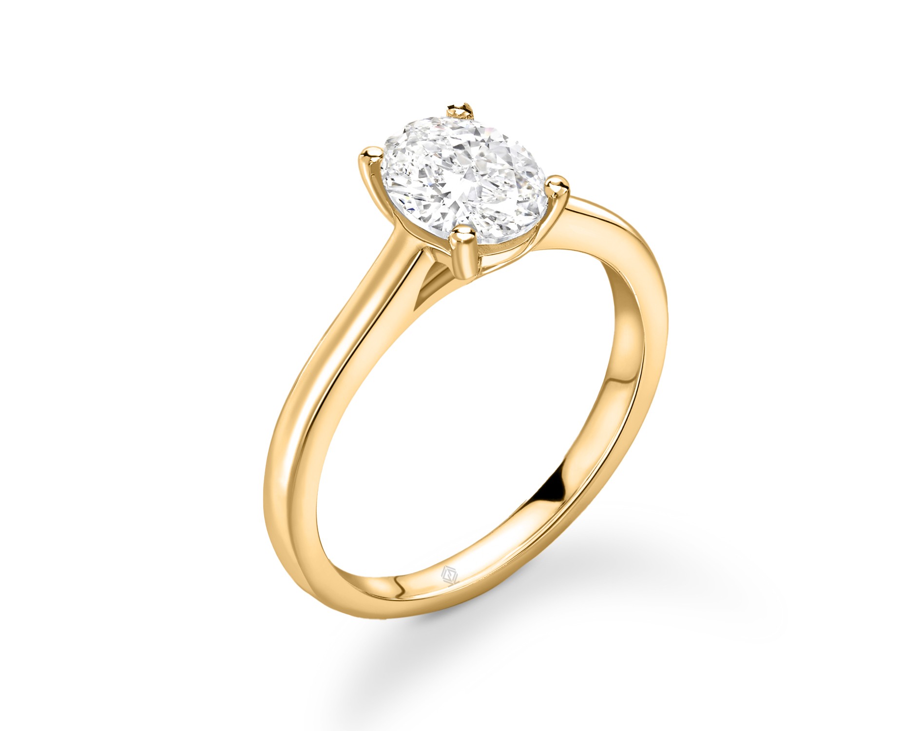 18K YELLOW GOLD OVAL CUT SOLITAIRE DIAMOND ENGAGEMENT RING