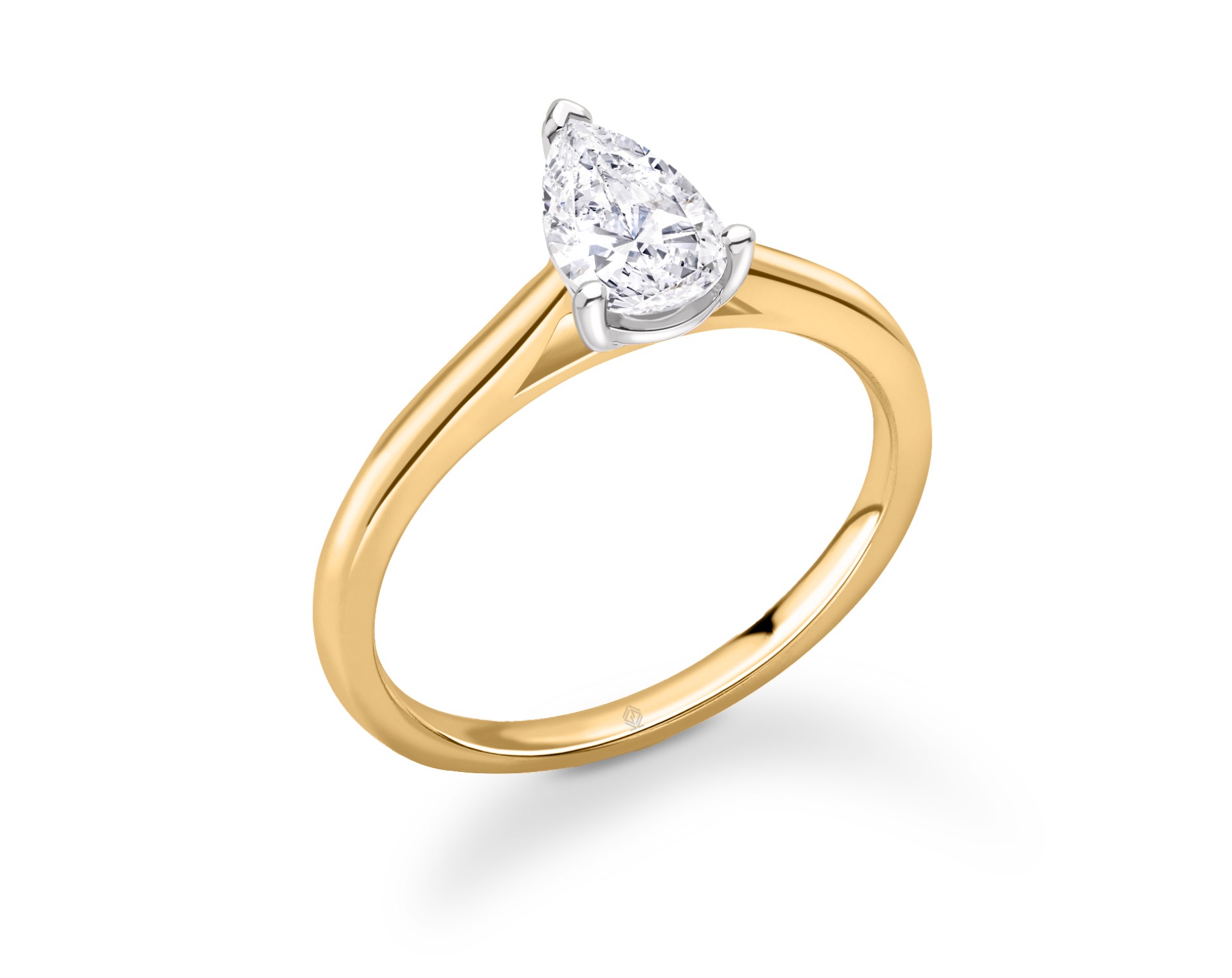 DUAL-TONE PEAR CUT SOLITAIRE DIAMOND ENGAGEMENT RING