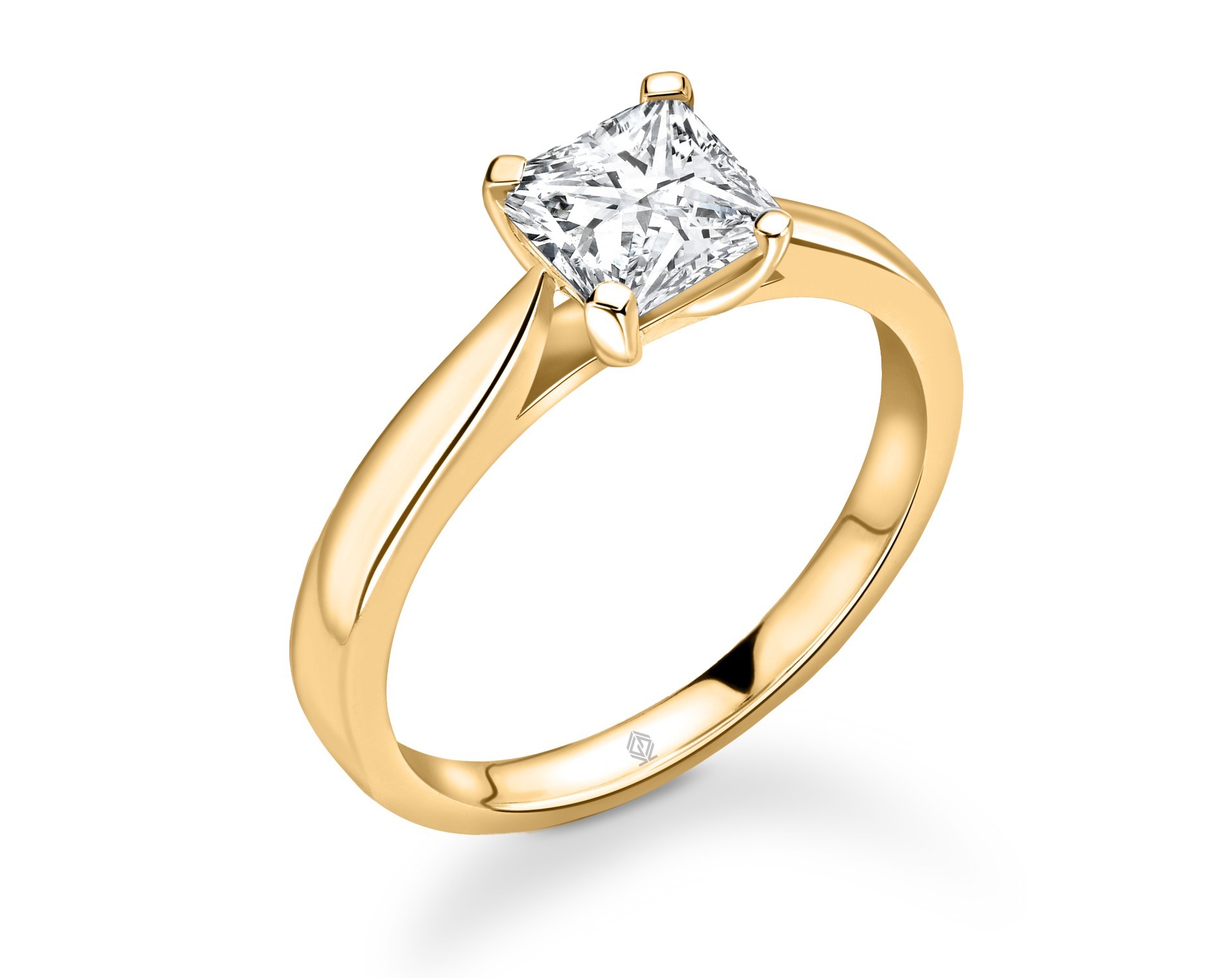 18K YELLOW GOLD 4 PRONGS SOLITAIRE CUSHION CUT DIAMOND ENGAGEMENT RING