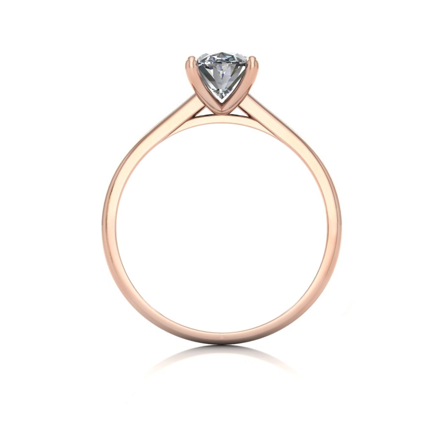 18K ROSE GOLD 4 PRONGS SOLITAIRE OVAL CUT DIAMOND ENGAGEMENT RING WITH WHISPER THIN BAND