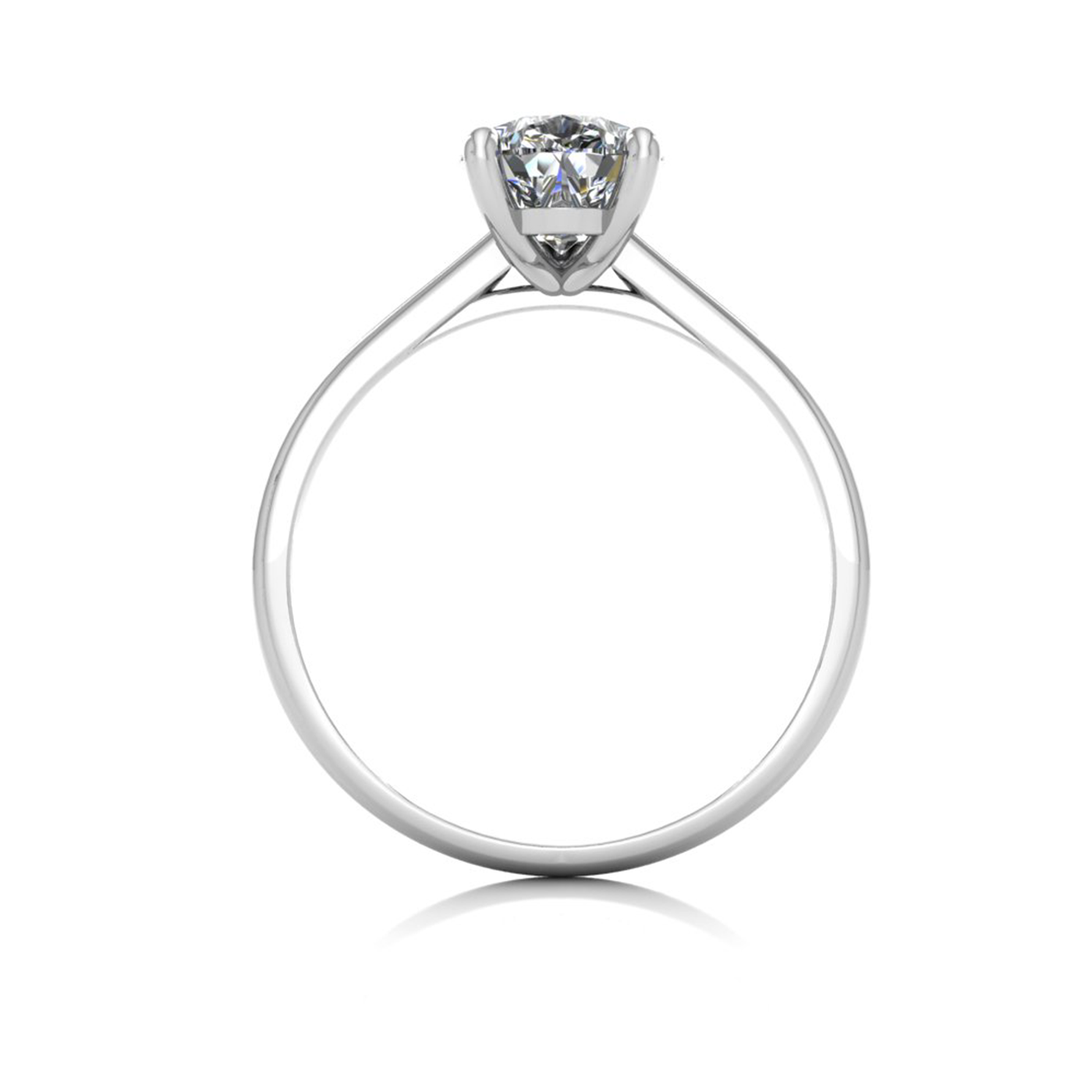 18K WHITE GOLD 3 PRONGS SOLITAIRE PEAR CUT DIAMOND ENGAGEMENT RING WITH WHISPER THIN BAND