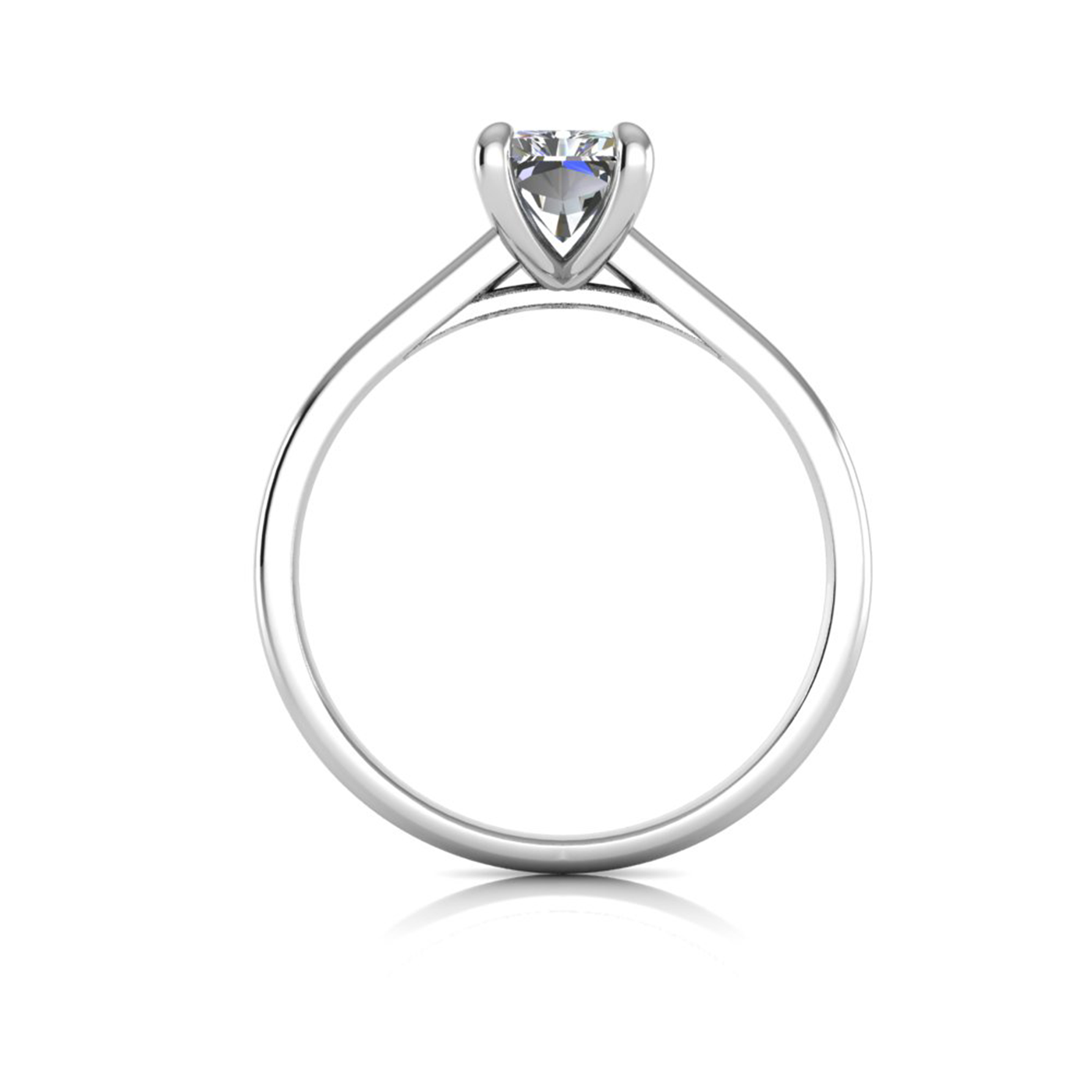 18K WHITE GOLD 4 PRONGS SOLITAIRE RADIANT CUT DIAMOND ENGAGEMENT RING WITH WHISPER THIN BAND