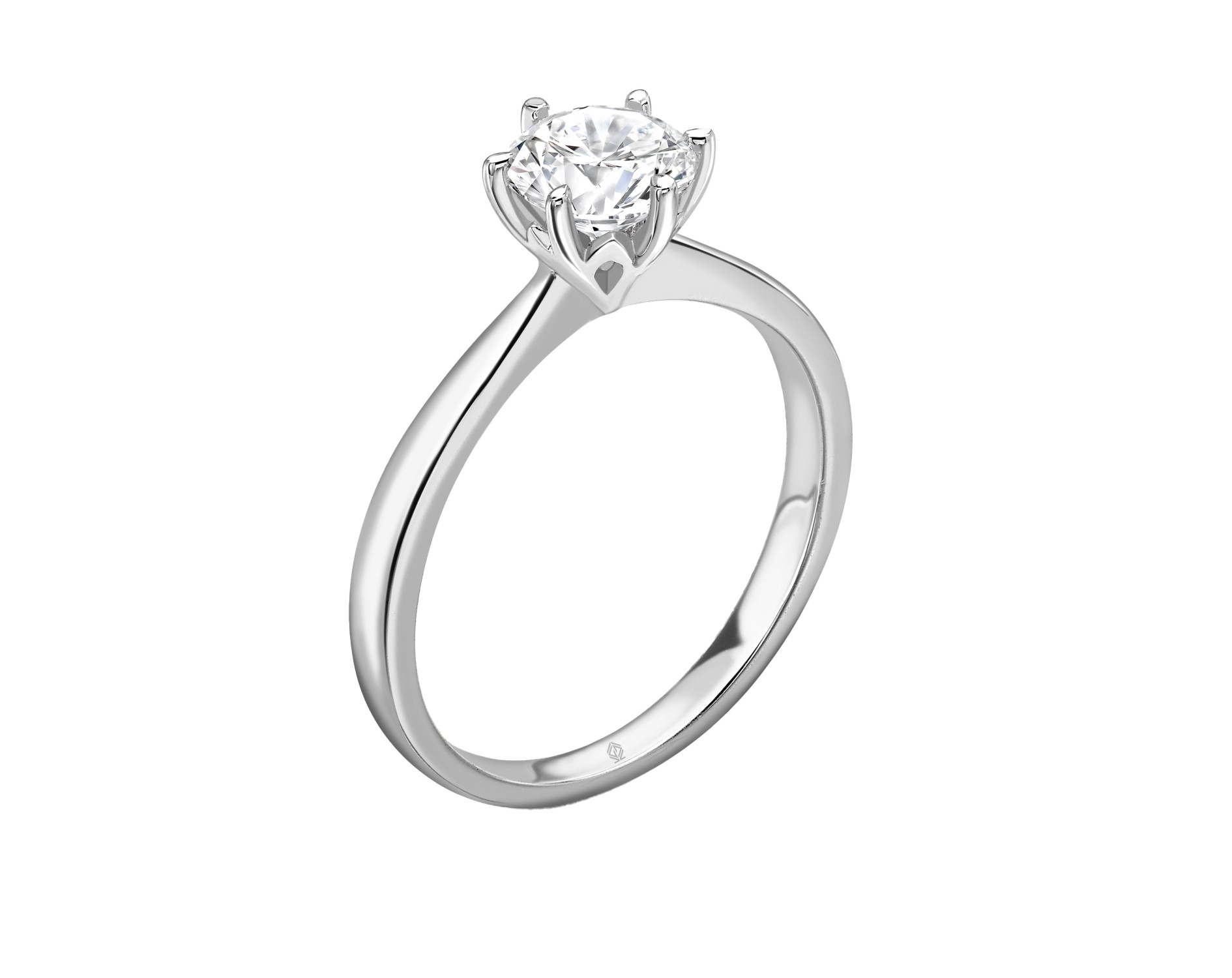 18K WHITE GOLD 6 PRONGS HEAD SOLITAIRE ROUND CUT DIAMOND ENGAGEMENT RING