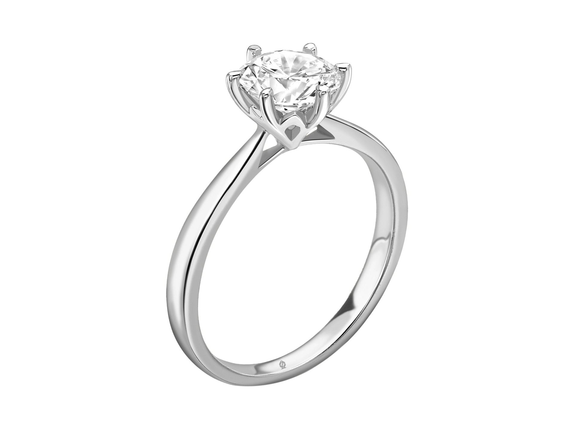 18K WHITE GOLD 6 PRONGS HEAD SOLITAIRE ROUND CUT DIAMOND ENGAGEMENT RING