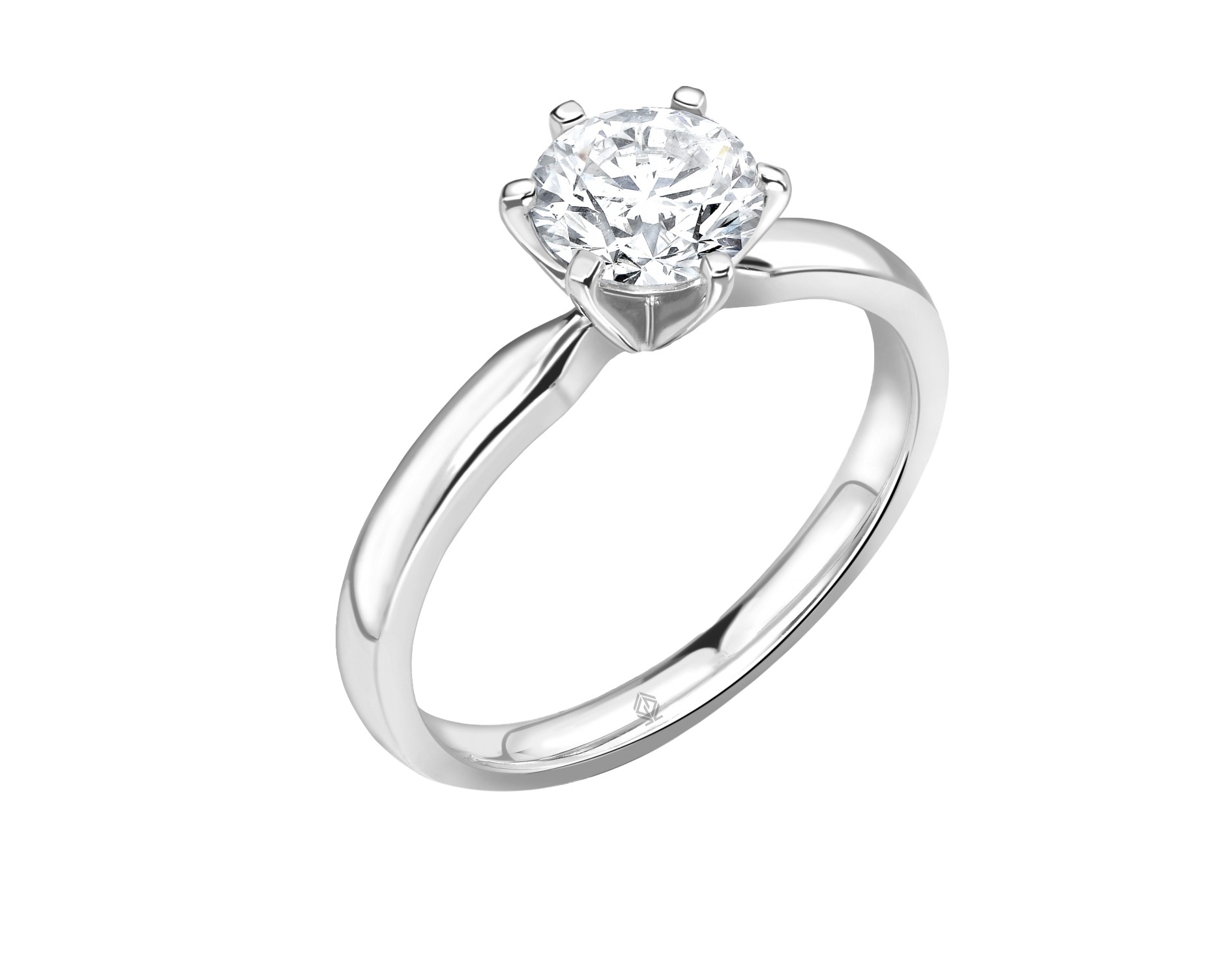 18K WHITE GOLD 6 PRONGS SOLITAIRE ROUND CUT DIAMOND ENGAGEMENT RING