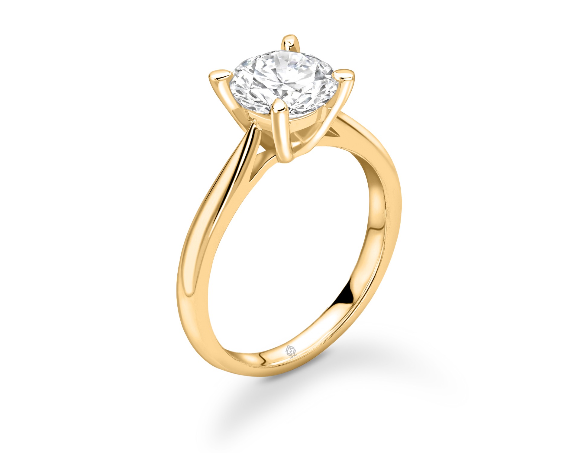 18K YELLOW GOLD 4 PRONGS SOLITAIRE ROUND CUT DIAMOND WITH YELLOW GOLD SHANK ENGAGEMENT RING