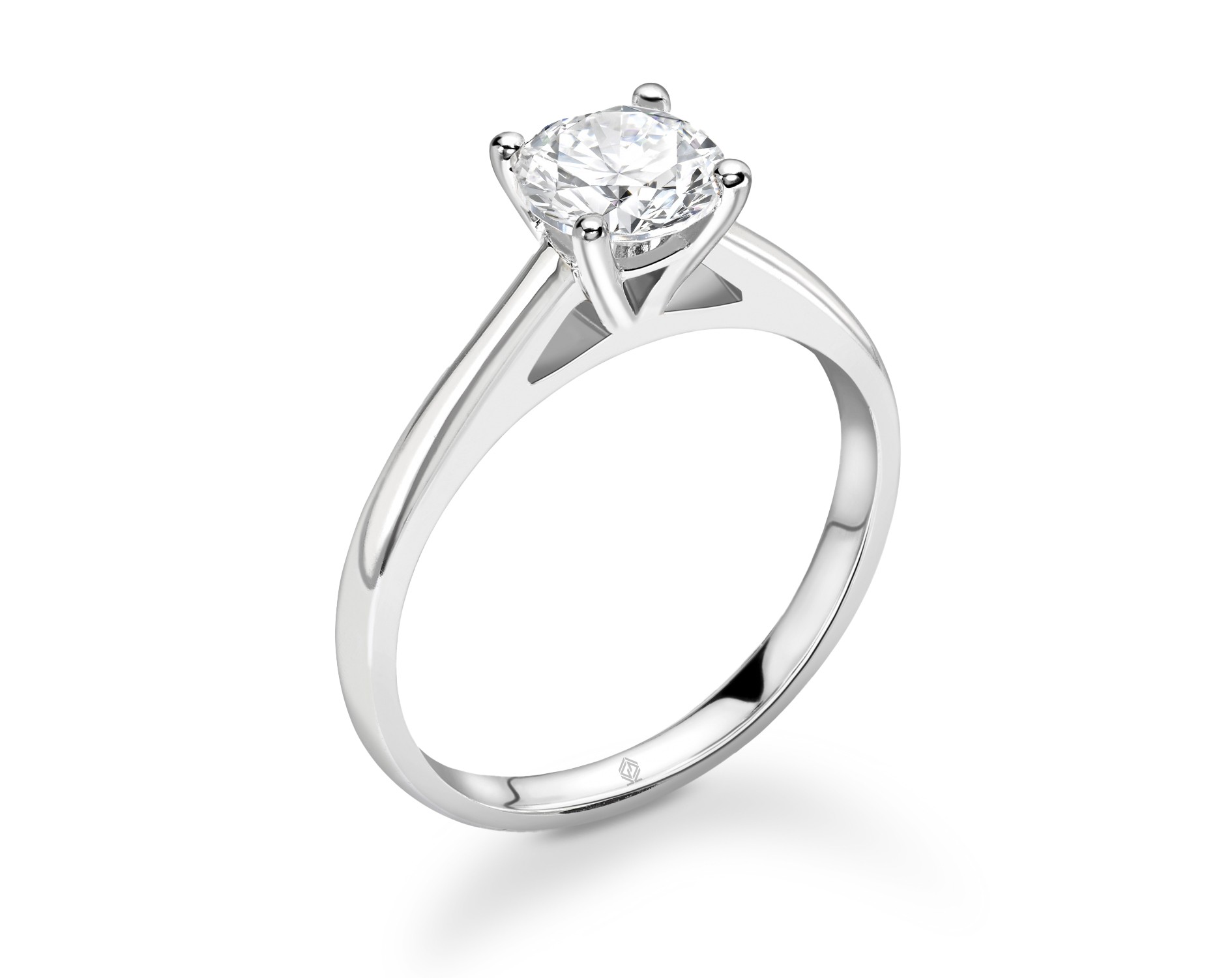 18K WHITE GOLD 4 PRONGS HEAD SOLITAIRE ROUND CUT DIAMOND ENGAGEMENT RING