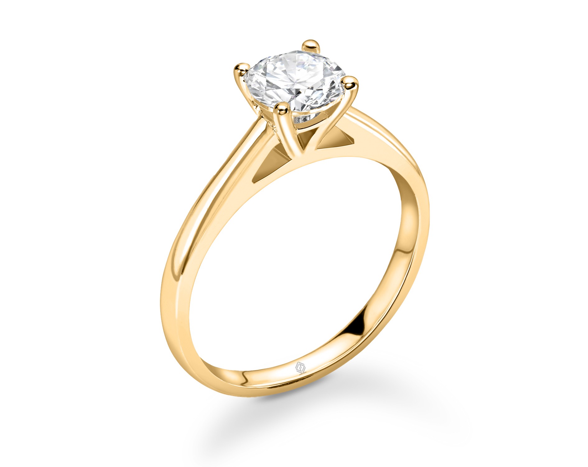 18K YELLOW GOLD 4 PRONGS HEAD SOLITAIRE ROUND CUT DIAMOND ENGAGEMENT RING