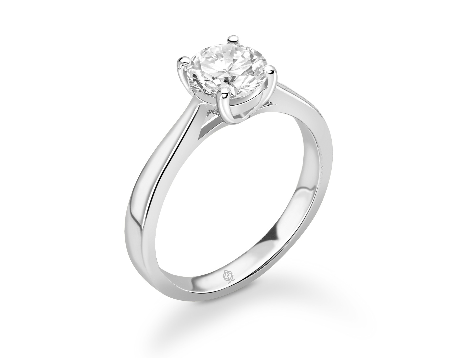 18K WHITE GOLD 4 PRONGS SOLITAIRE ROUND CUT DIAMOND WITH PLATINUM SHANK ENGAGEMENT RING