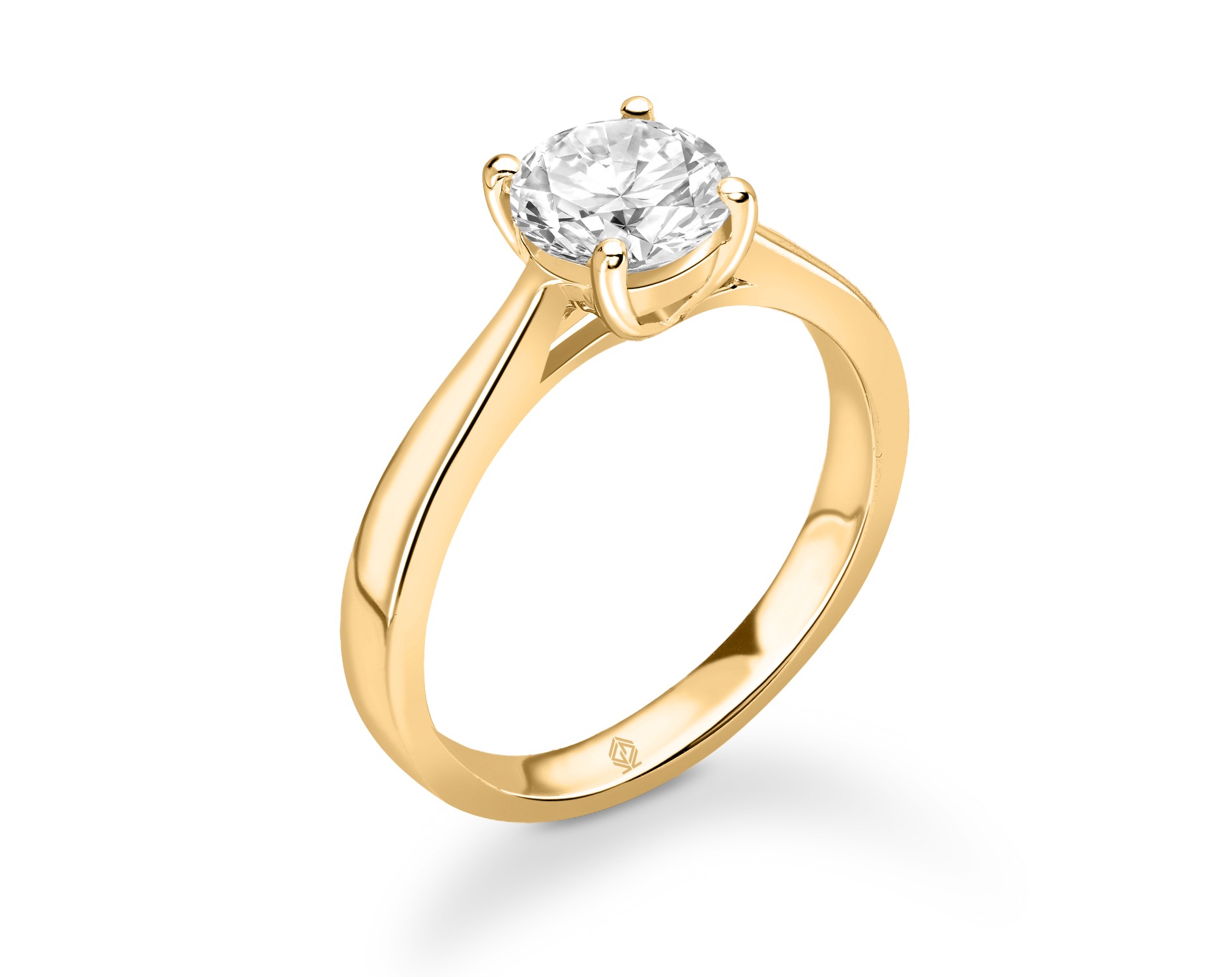 18K YELLOW GOLD 4 PRONGS SOLITAIRE ROUND CUT DIAMOND WITH PLATINUM SHANK ENGAGEMENT RING