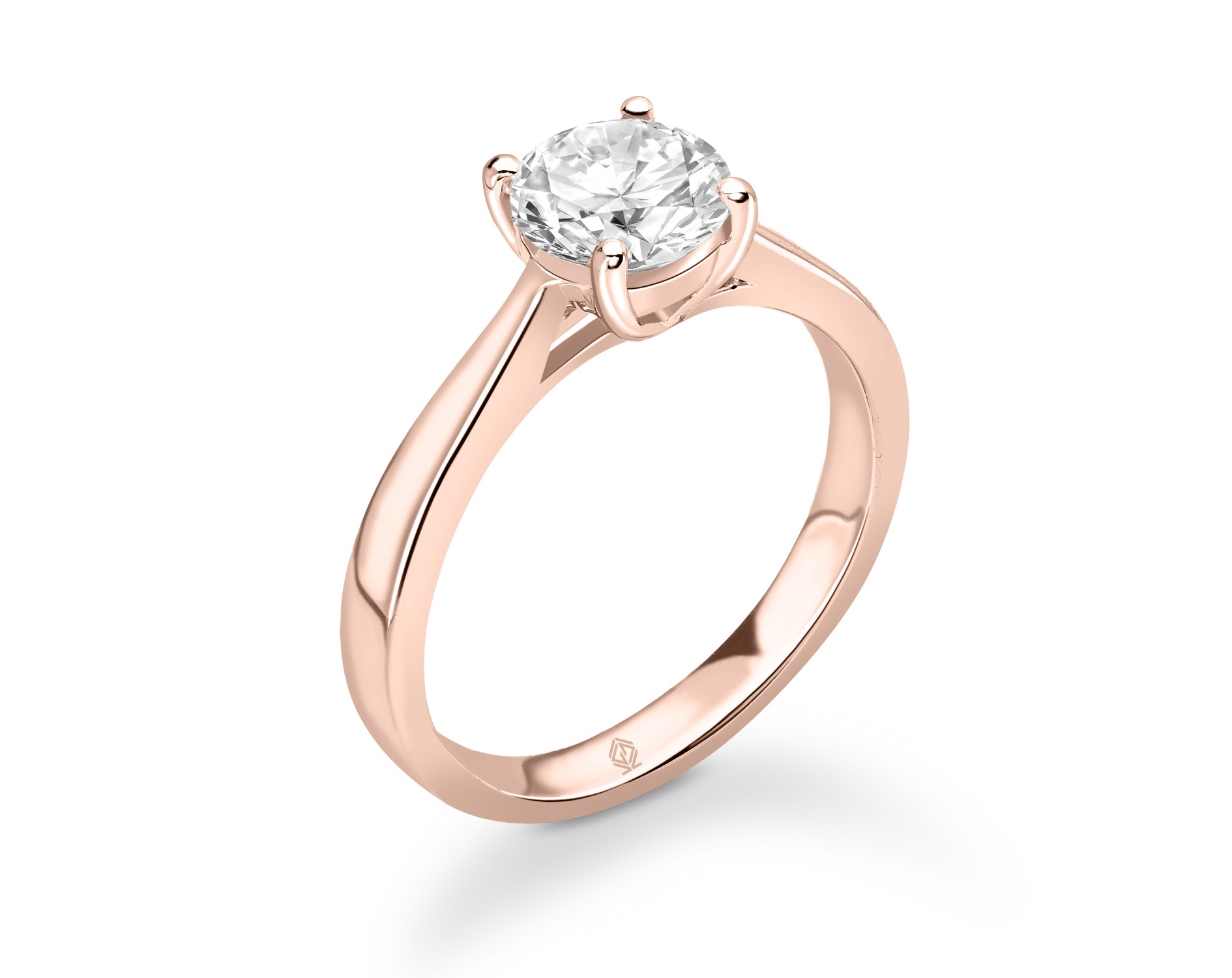18K ROSE GOLD 4 PRONGS SOLITAIRE ROUND CUT DIAMOND WITH PLATINUM SHANK ENGAGEMENT RING