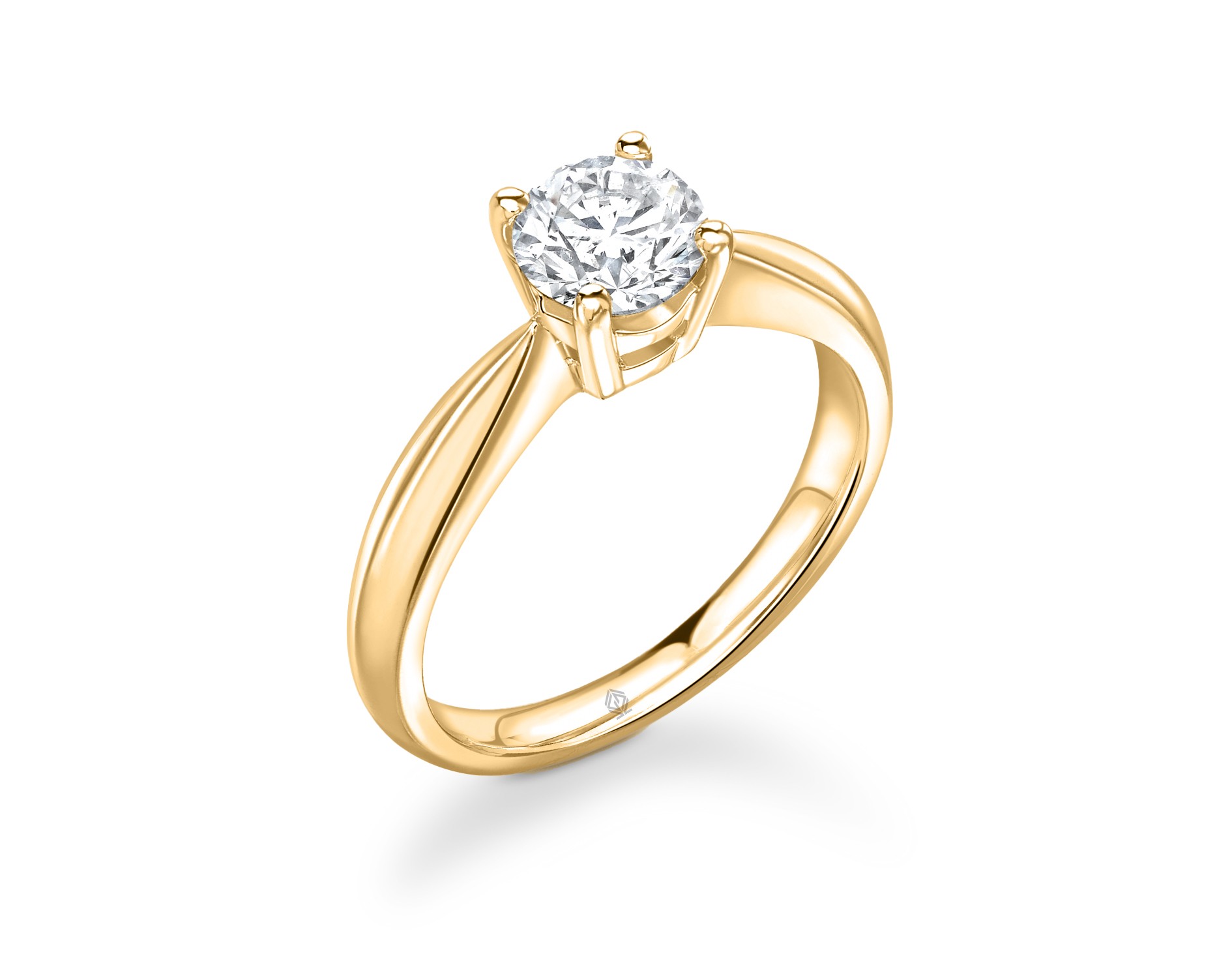 18K YELLOW GOLD 4 PRONGS SOLITAIRE ROUND CUT DIAMOND ENGAGEMENT RING