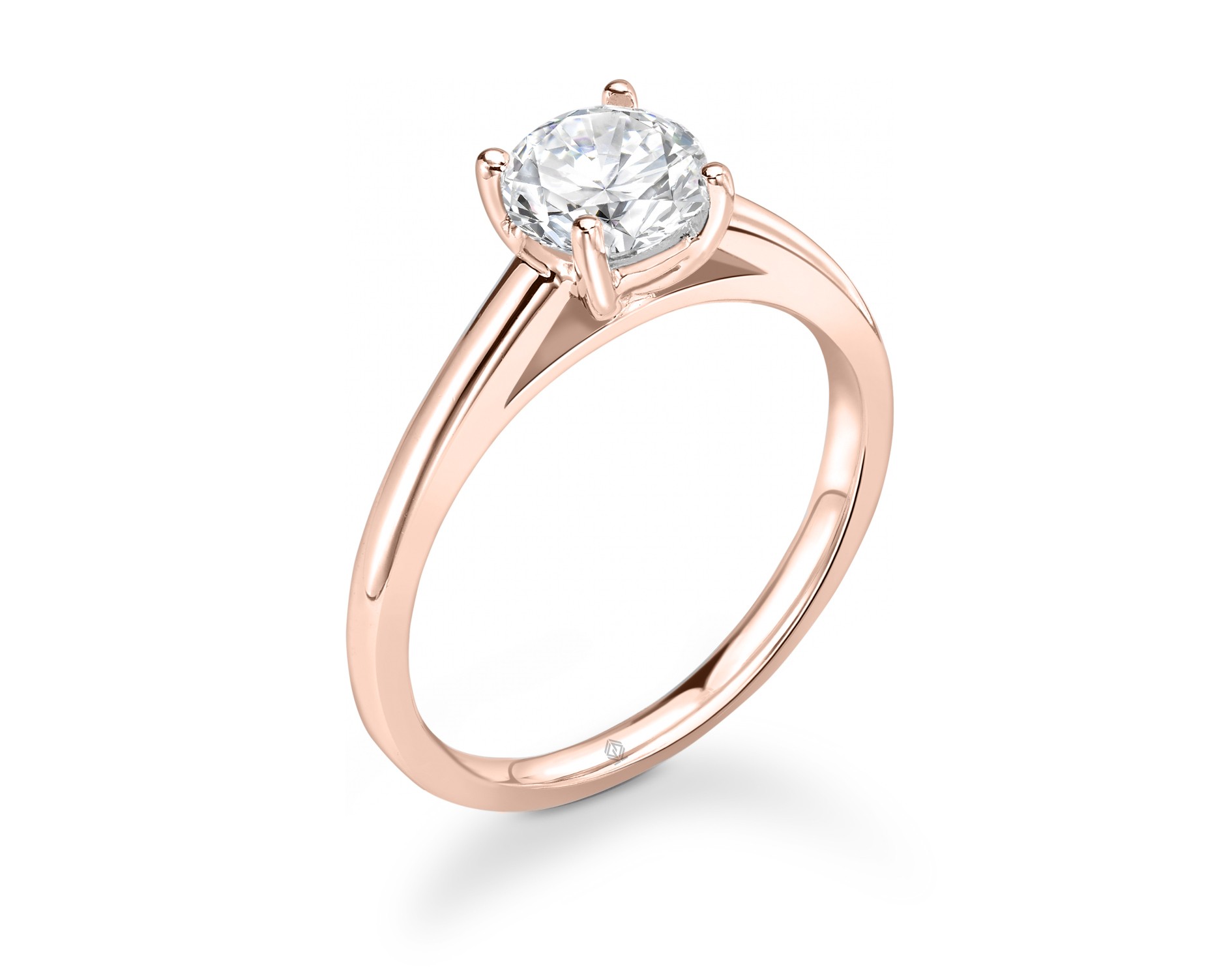 18K ROSE GOLD 4 PRONGS SOLITAIRE ROUND CUT DIAMOND ENGAGEMENT RING