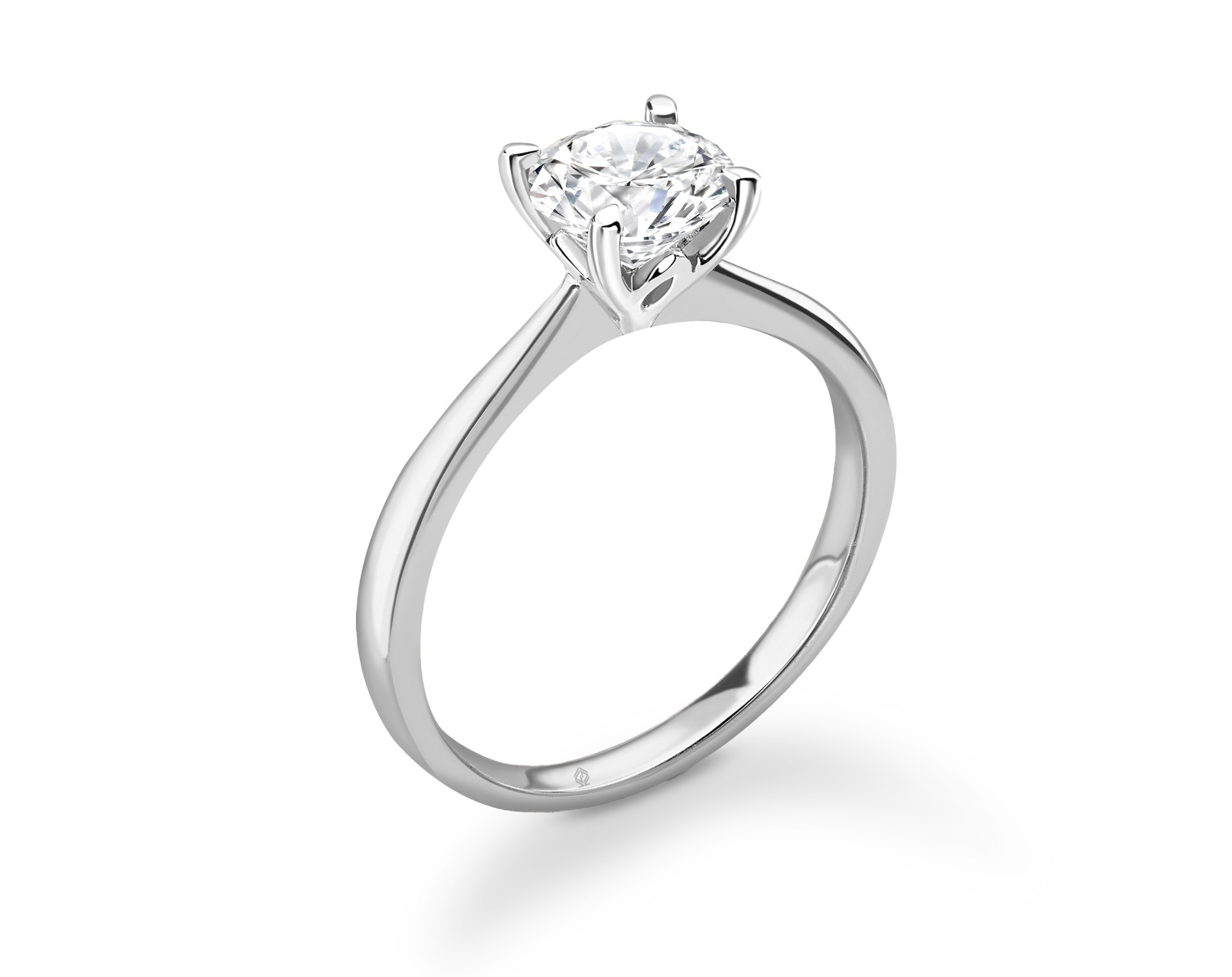 18K WHITE GOLD 4 PRONGS HEAD SOLITAIRE ROUND CUT DIAMOND ENGAGEMENT RING