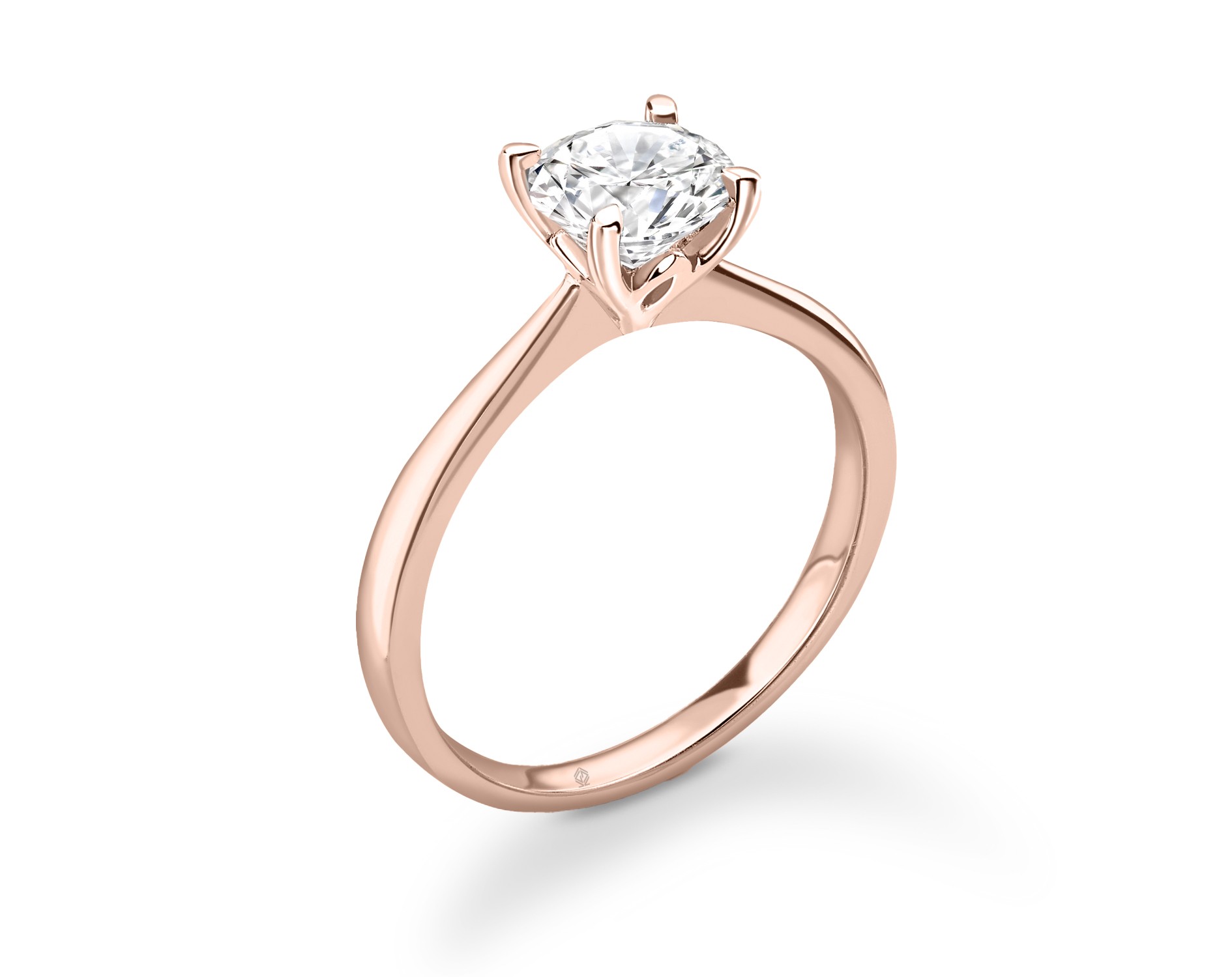 18K ROSE GOLD 4 PRONGS HEAD SOLITAIRE ROUND CUT DIAMOND ENGAGEMENT RING