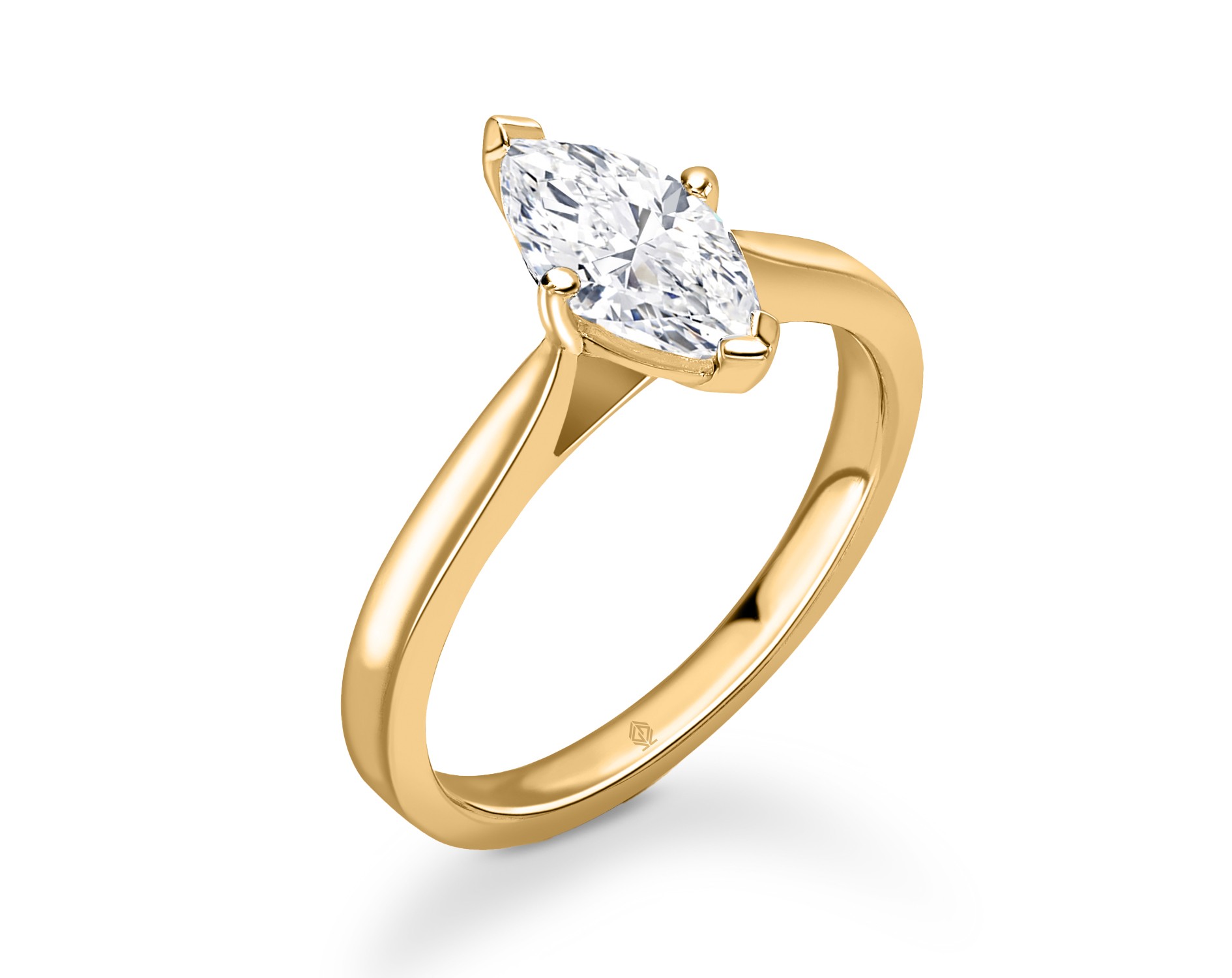 18K YELLOW GOLD 4 PRONGS MARQUISE CUT DIAMOND ENGAGEMENT RING