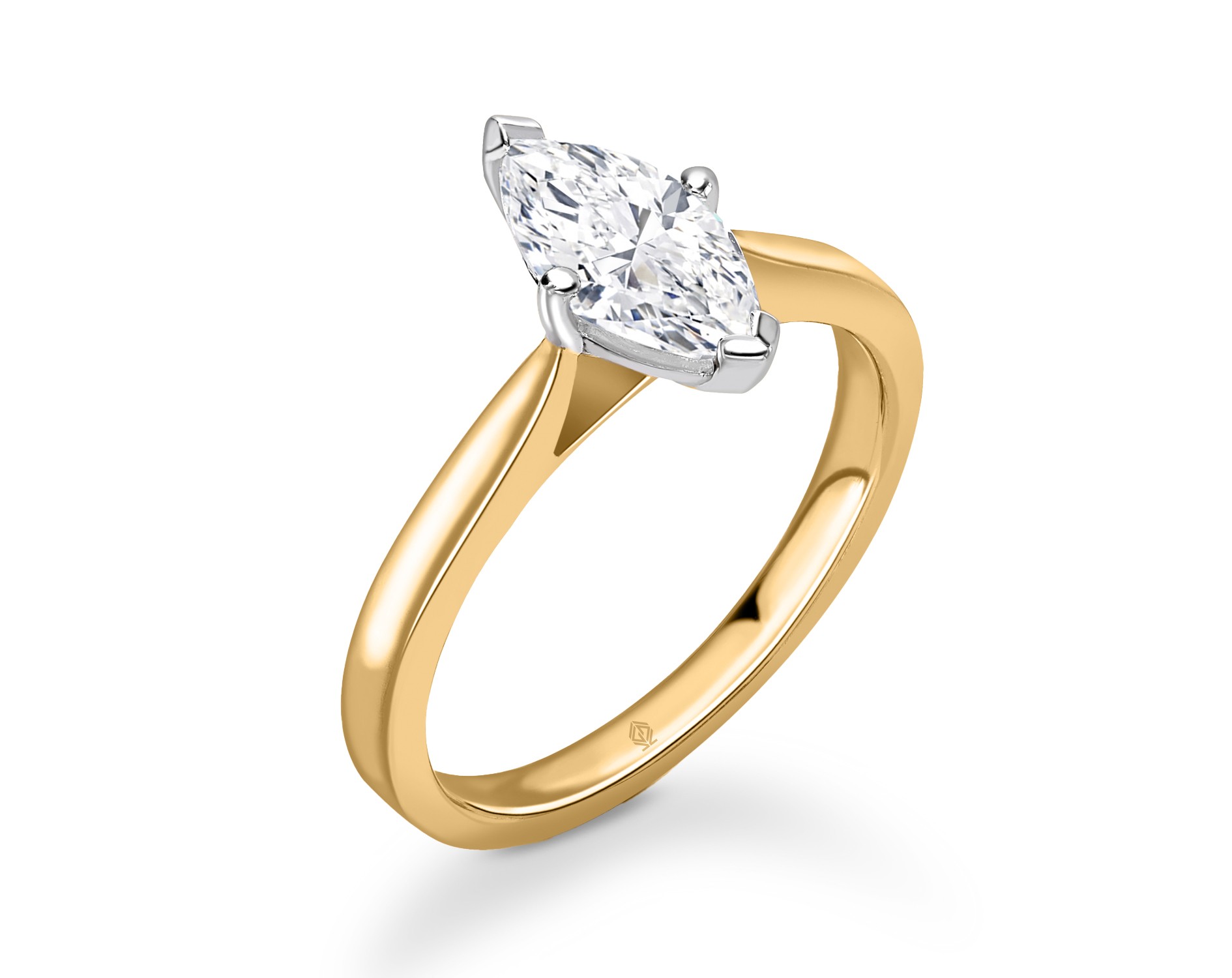DUAL-TONE 4 PRONGS MARQUISE CUT DIAMOND ENGAGEMENT RING