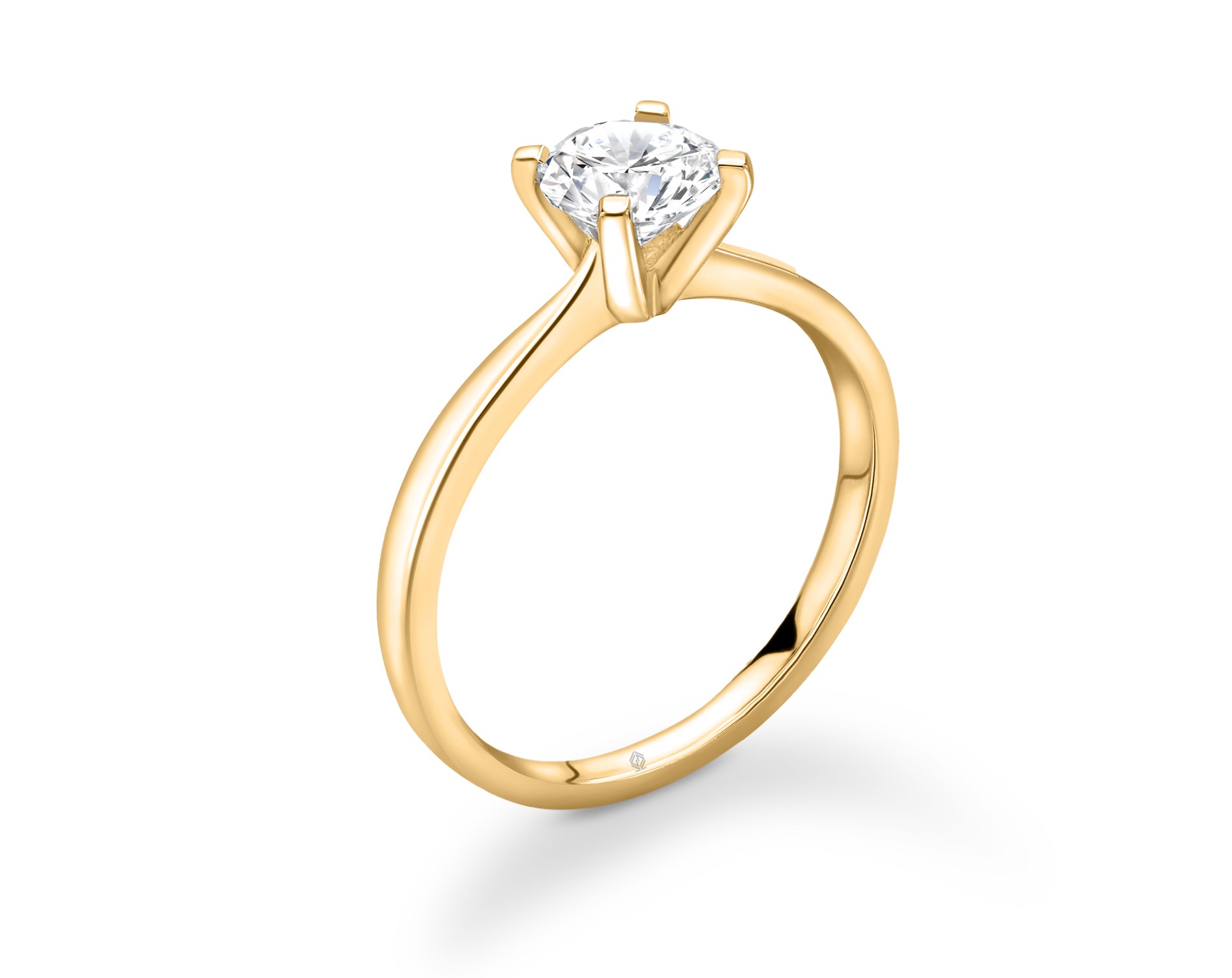 18K YELLOW GOLD 4 PRONGS SOLITAIRE ROUND CUT DIAMOND ENGAGEMENT RING