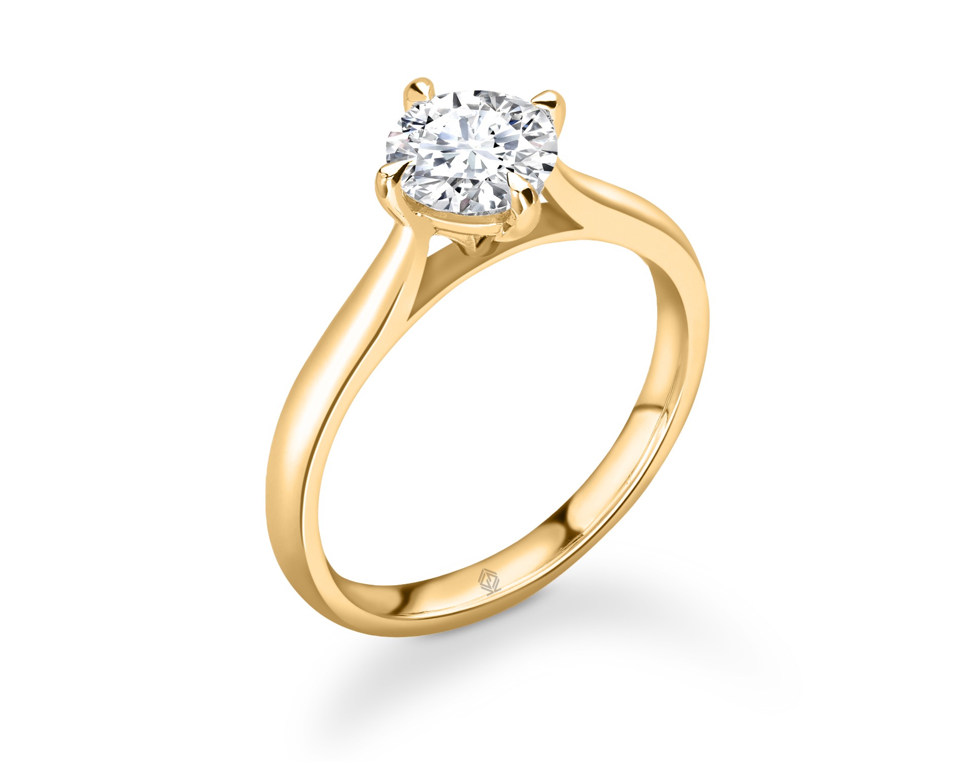 18K YELLOW GOLD ROUND CUT 4 PRONGS SOLITAIRE DIAMOND ENGAGEMENT RING