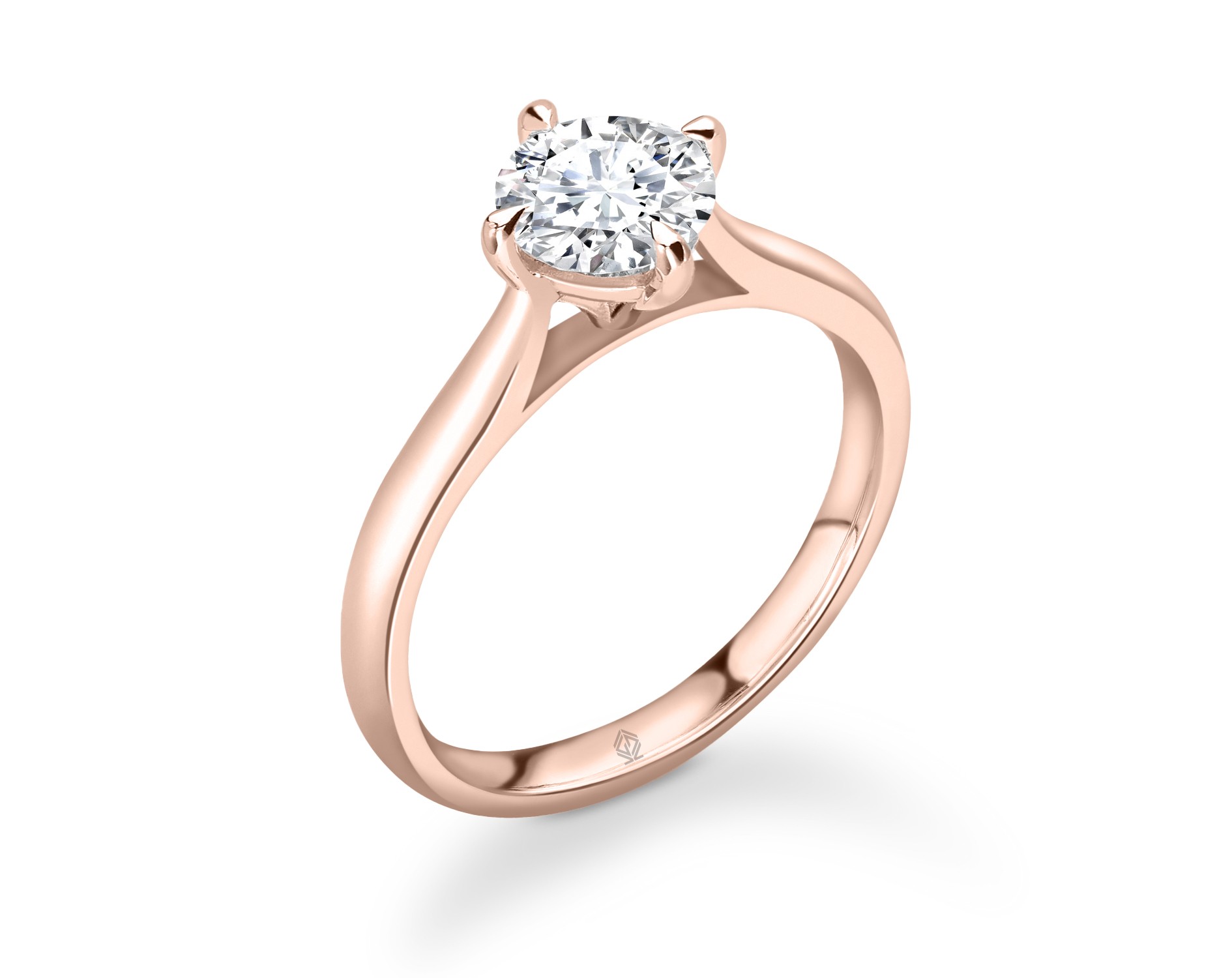 18K ROSE GOLD ROUND CUT 4 PRONGS SOLITAIRE DIAMOND ENGAGEMENT RING