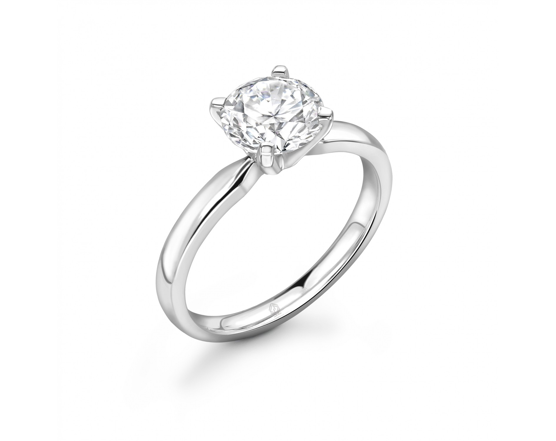 18K WHITE GOLD 4 PRONGS SOLITAIRE ROUND CUT DIAMOND ENGAGEMENT RING