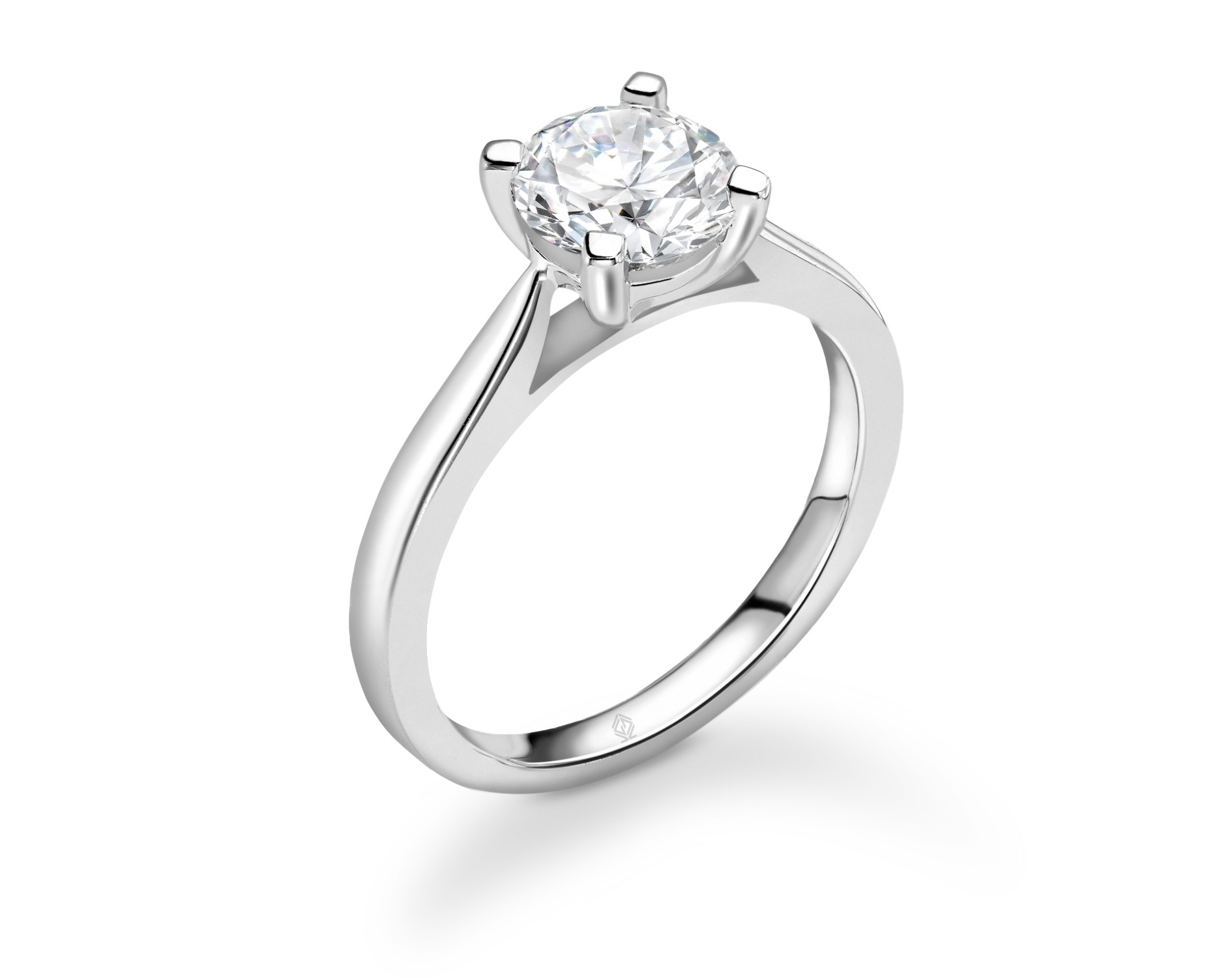 18K WHITE GOLD GOLD 4 PRONGS SOLITAIRE ROUND CUT DIAMOND ENGAGEMENT RING