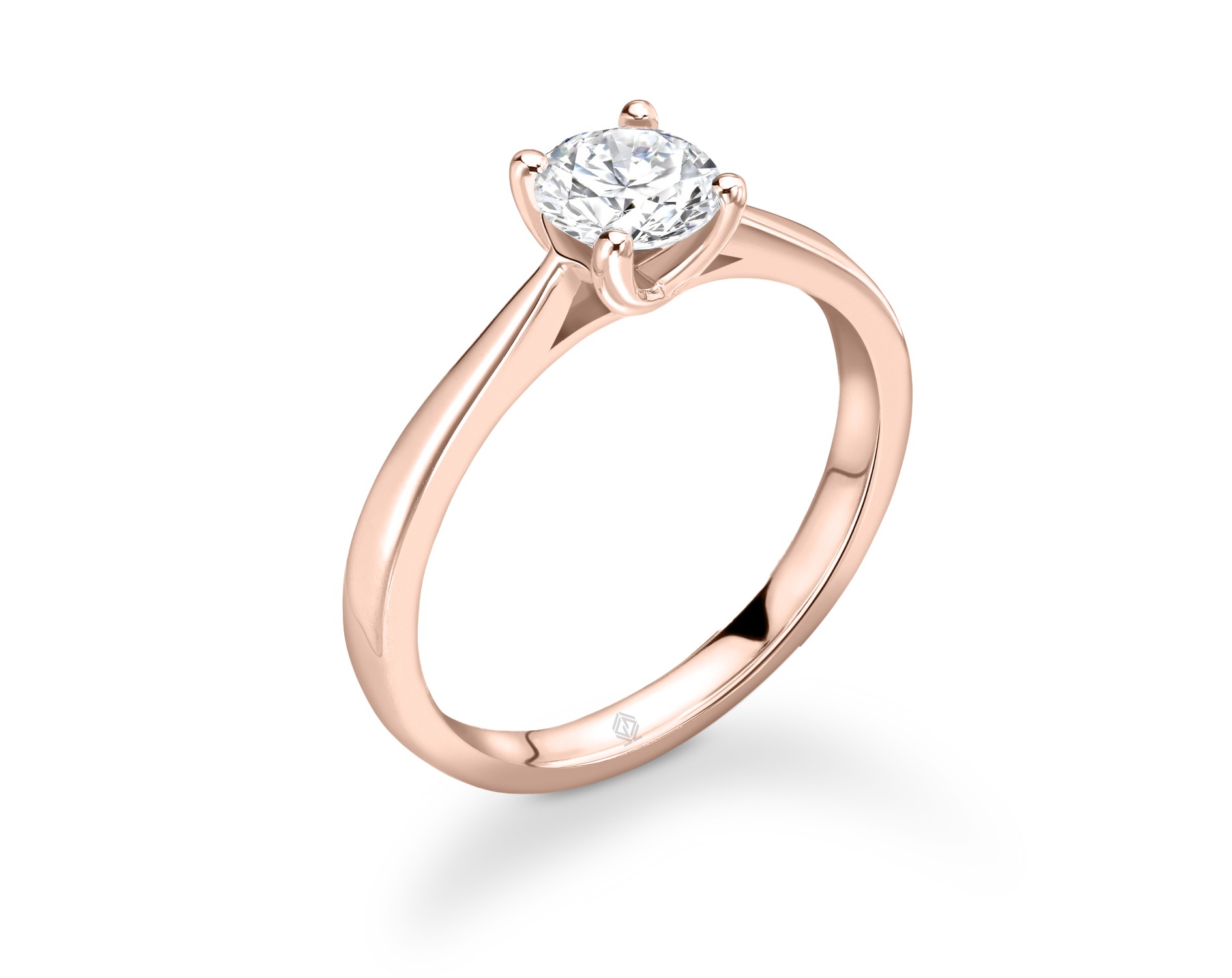 18K ROSE GOLD 4 PRONGS SOLITAIRE ROUND CUT DIAMOND ENGAGEMENT RING