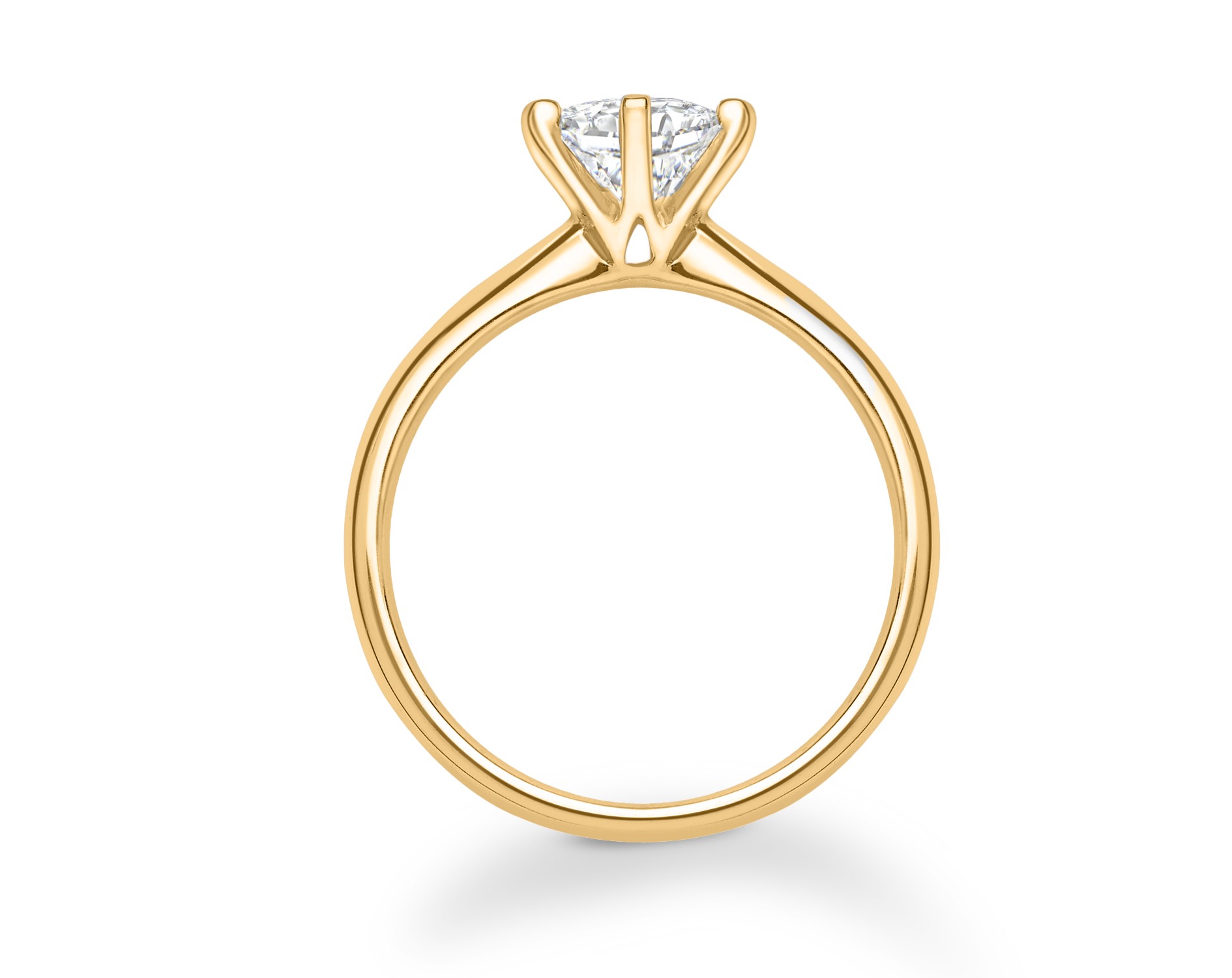 18K YELLOW GOLD 6 PRONGS SOLITAIRE ROUND CUT DIAMOND ENGAGEMENT RING