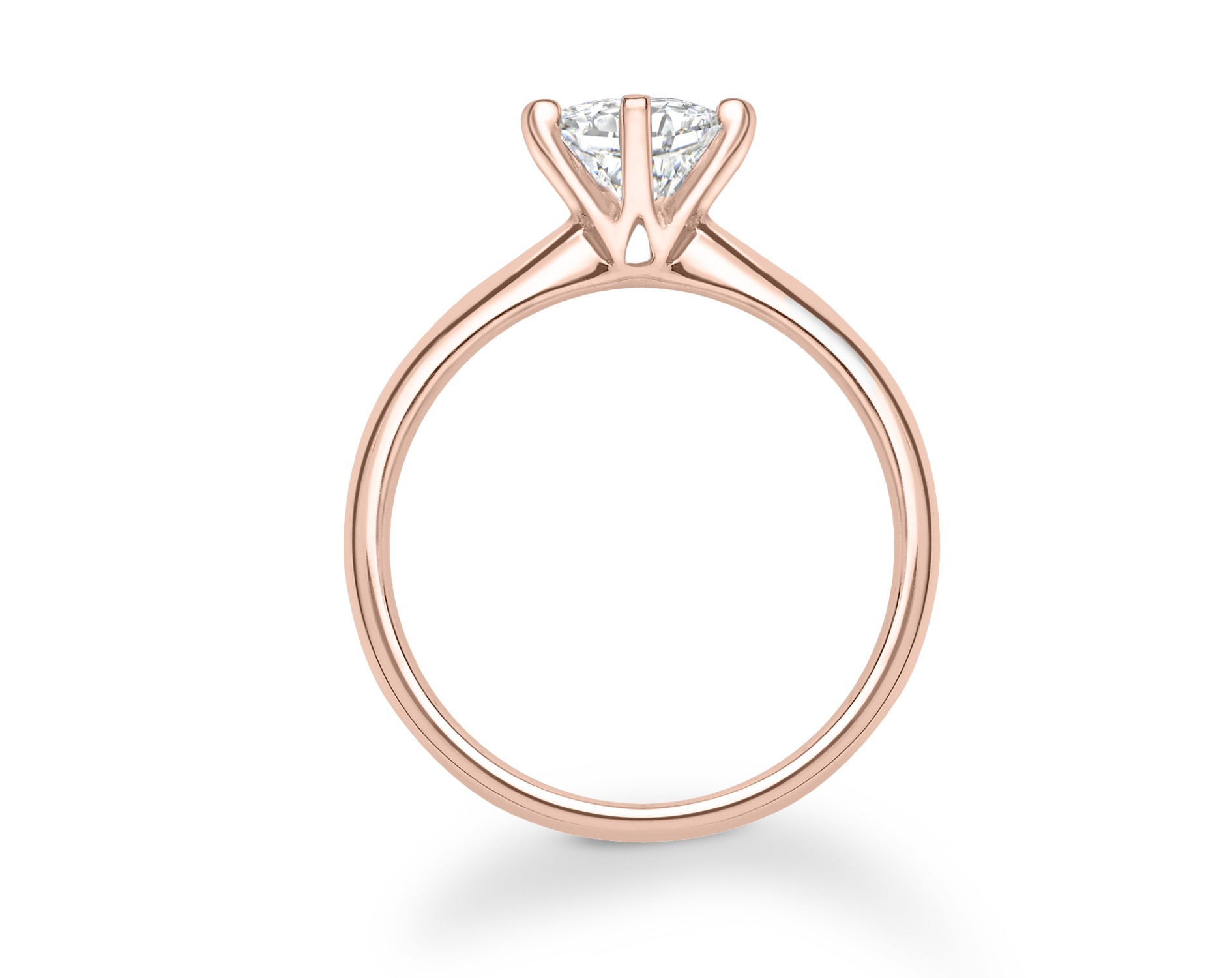 18K ROSE GOLD 6 PRONGS SOLITAIRE ROUND CUT DIAMOND ENGAGEMENT RING